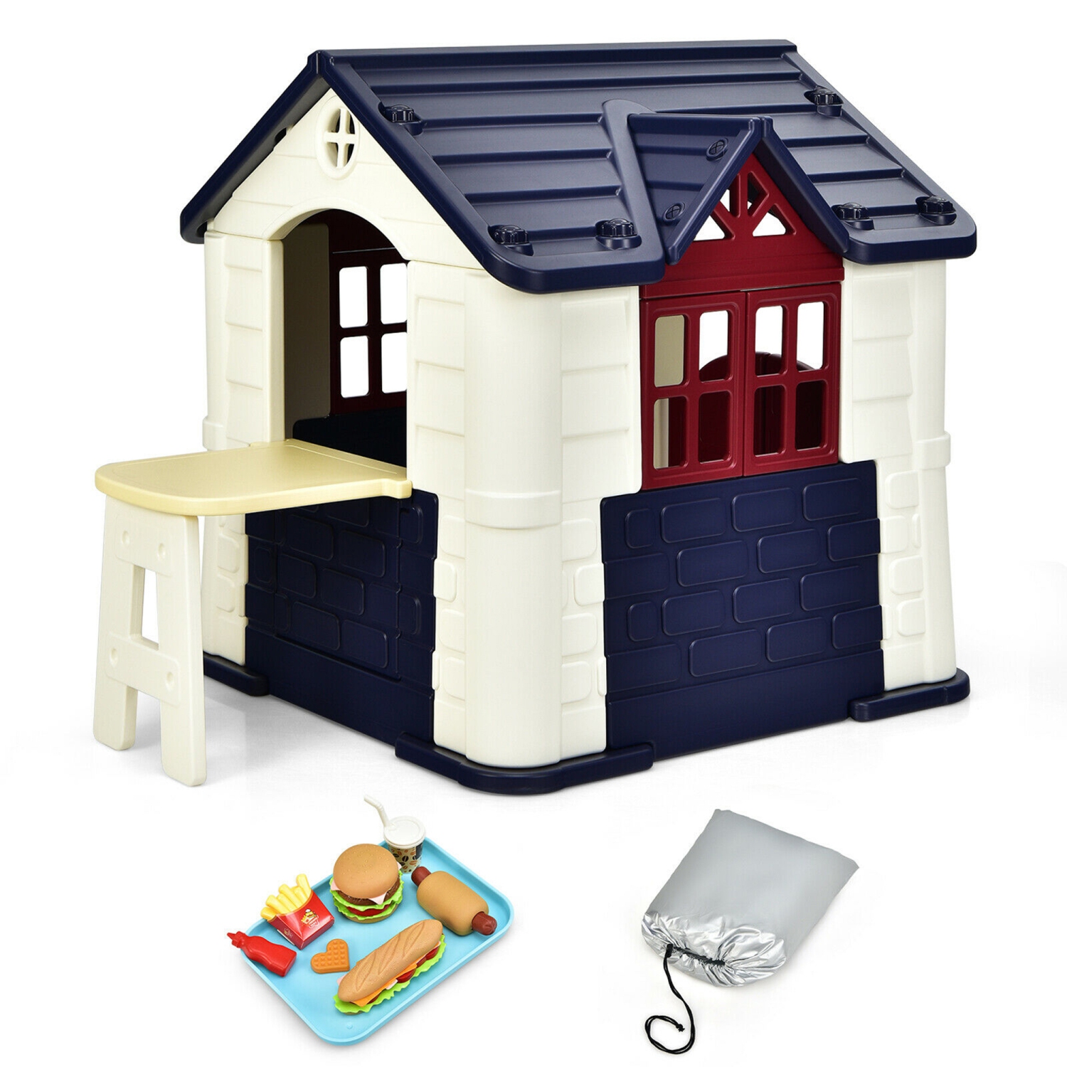 Marque Gymax Maison de jeux Cottage pour enfants avec ensemble de jouets 7 pièces et housse étanche