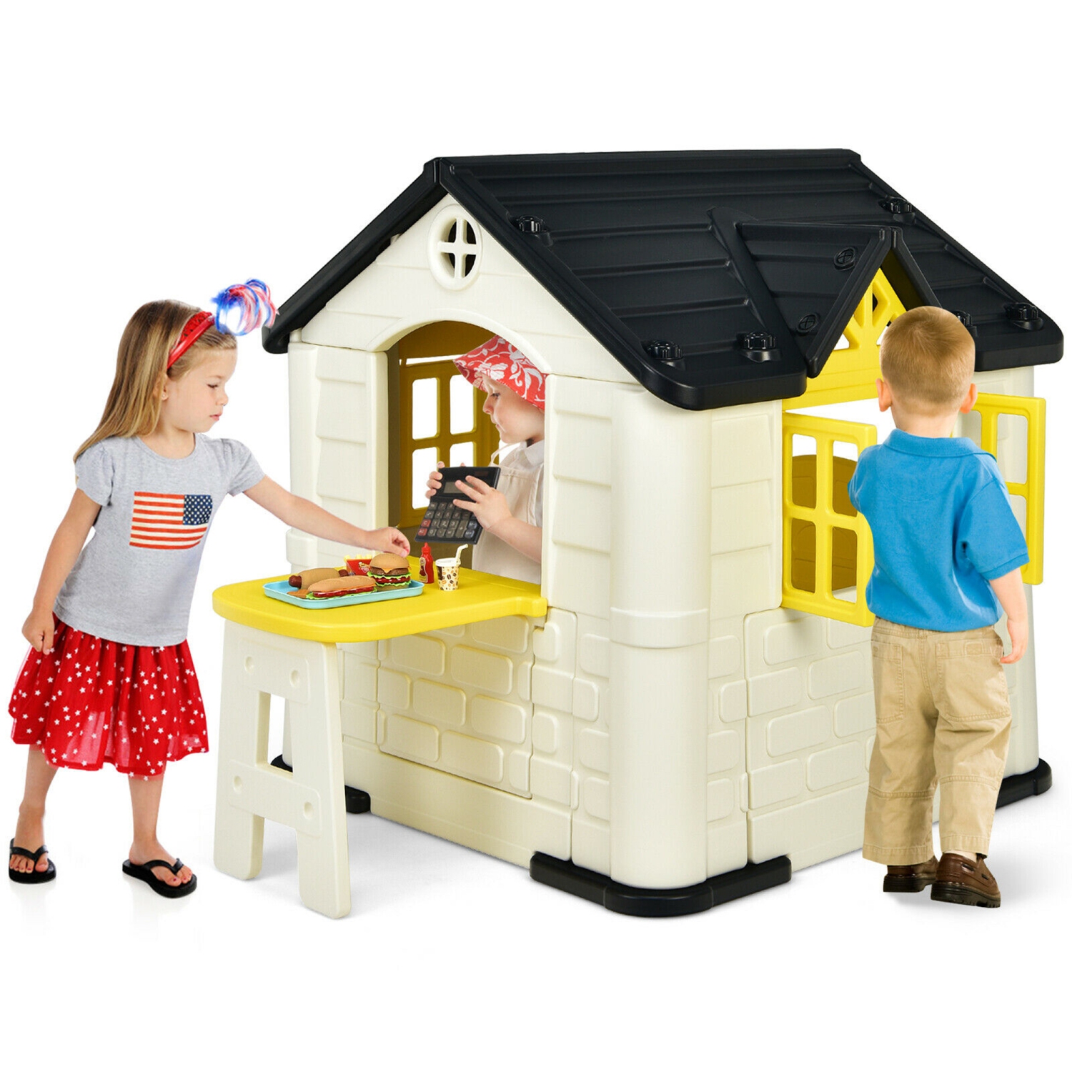 Marque Gymax Maison de jeux Cottage pour enfants avec ensemble de jouets 7 pièces et housse étanche