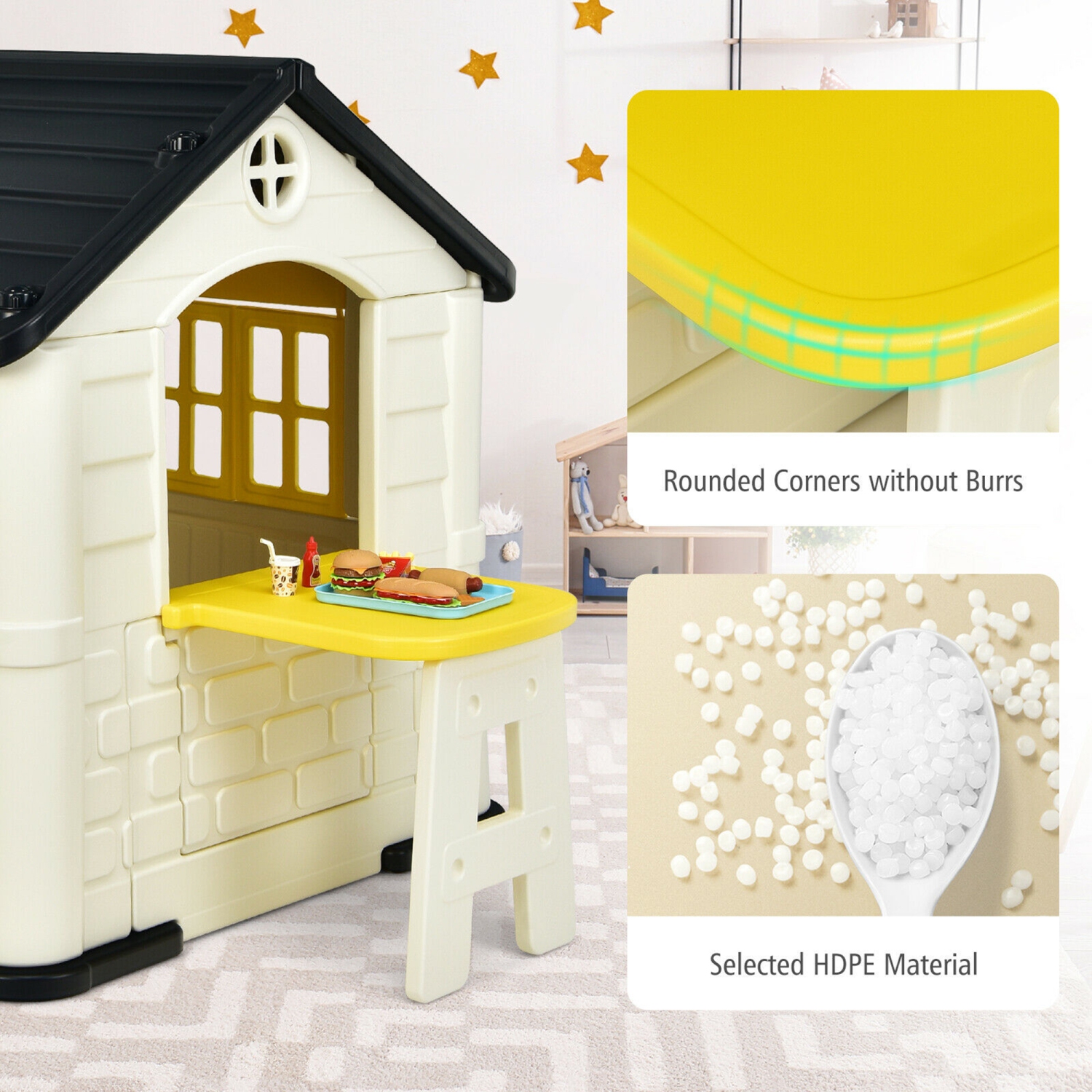 Marque Gymax Maison de jeux Cottage pour enfants avec ensemble de jouets 7 pièces et housse étanche