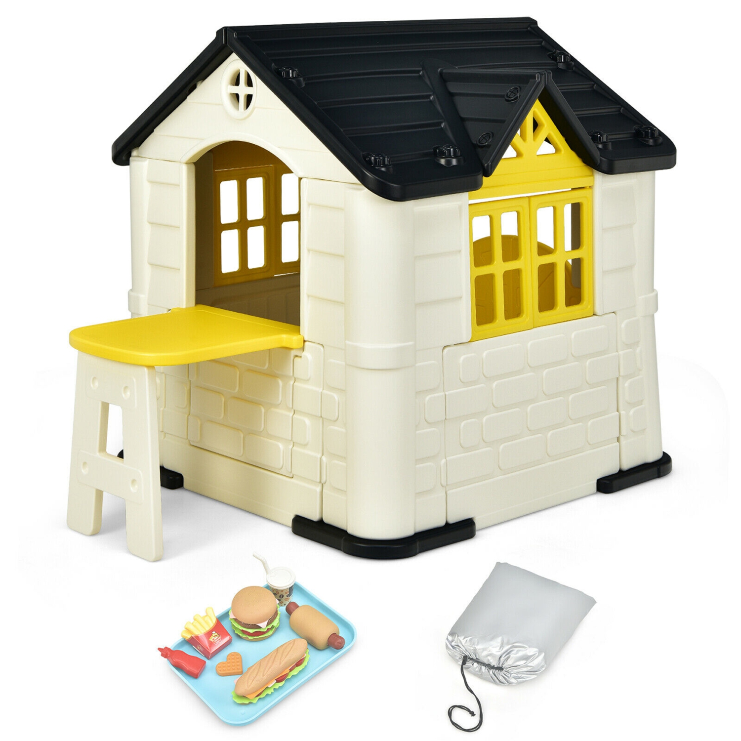 Marque Gymax Maison de jeux Cottage pour enfants avec ensemble de jouets 7 pièces et housse étanche