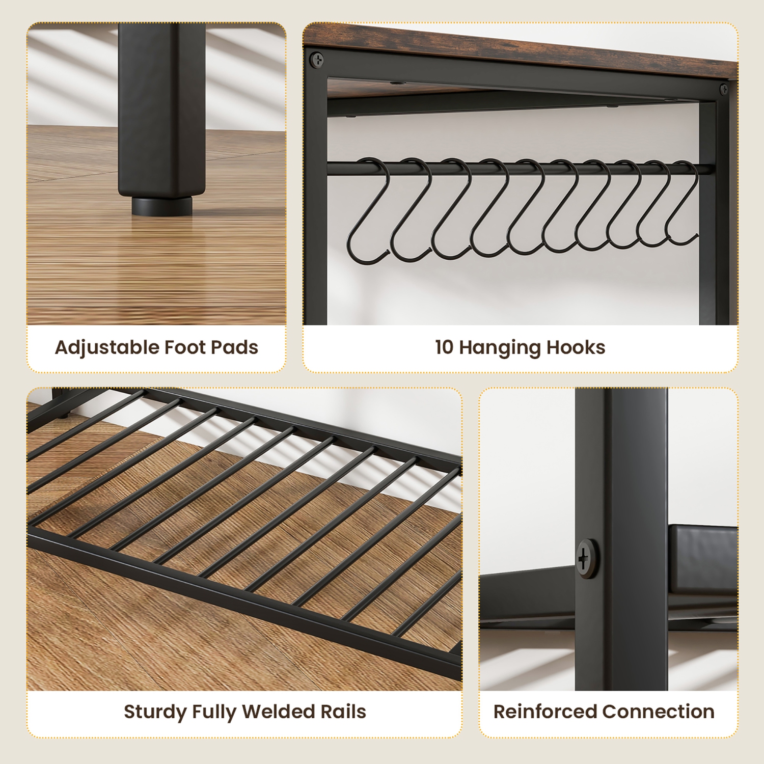 Gymax Kitchen Island 3-Tier Prep Table with Wine Glass Holders Large Worktop