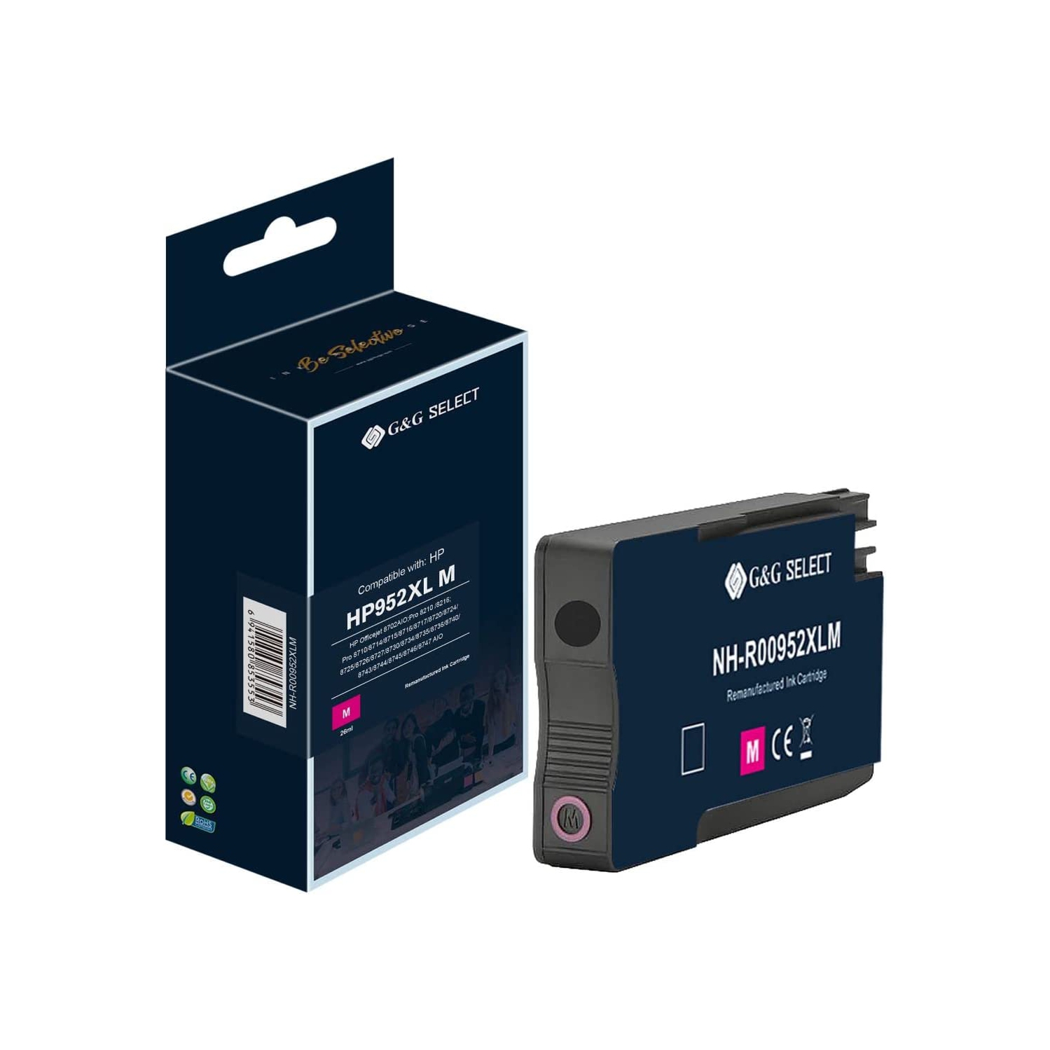 Cartouche d’encre reconstruite Select de G&G pour HP 952XL utilisable dans Officejet 8702AIO (magenta)