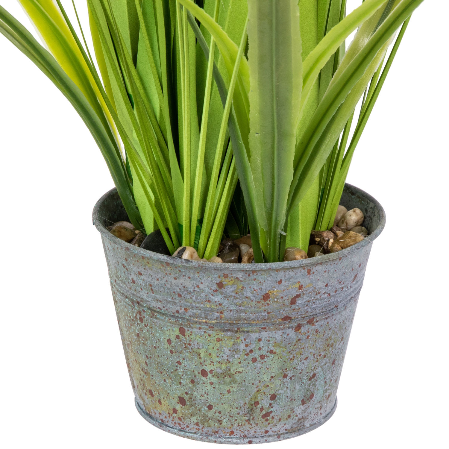 24" Artificial Green Onion Grass Plant in Tin Pot