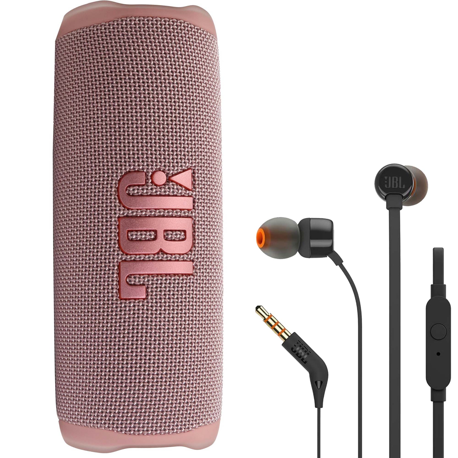 JBL Flip 6 Portable Waterproof Bluetooth Speaker Pink + T110 in Ear Headphones