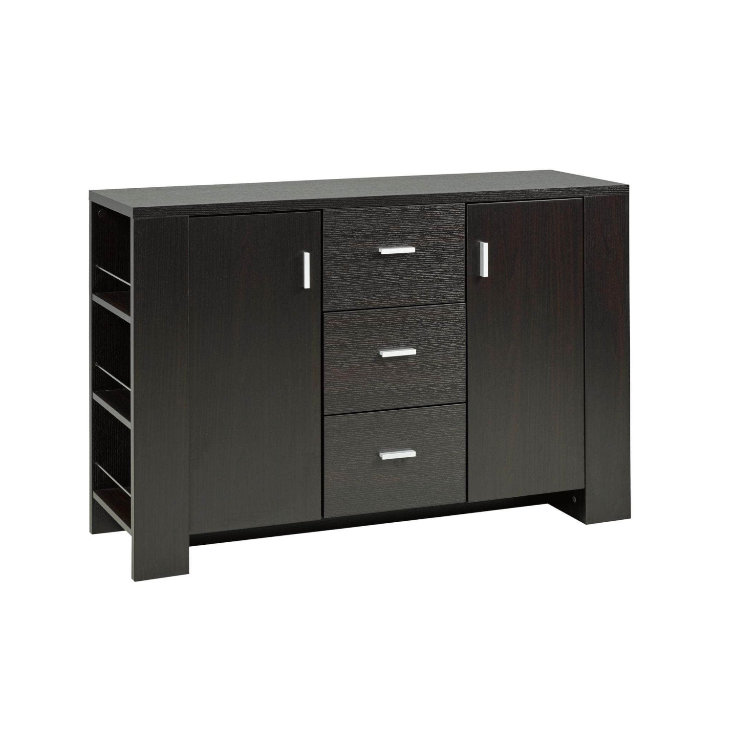 Brassex Inc Buffet Ashton avec 3 tiroirs de rangement, cerisier foncé
