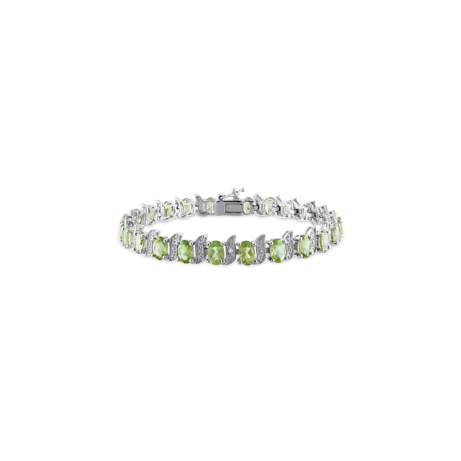 Bracelet de p??ridot de 11,75 carats en argent sterling avec des diamants d'accent