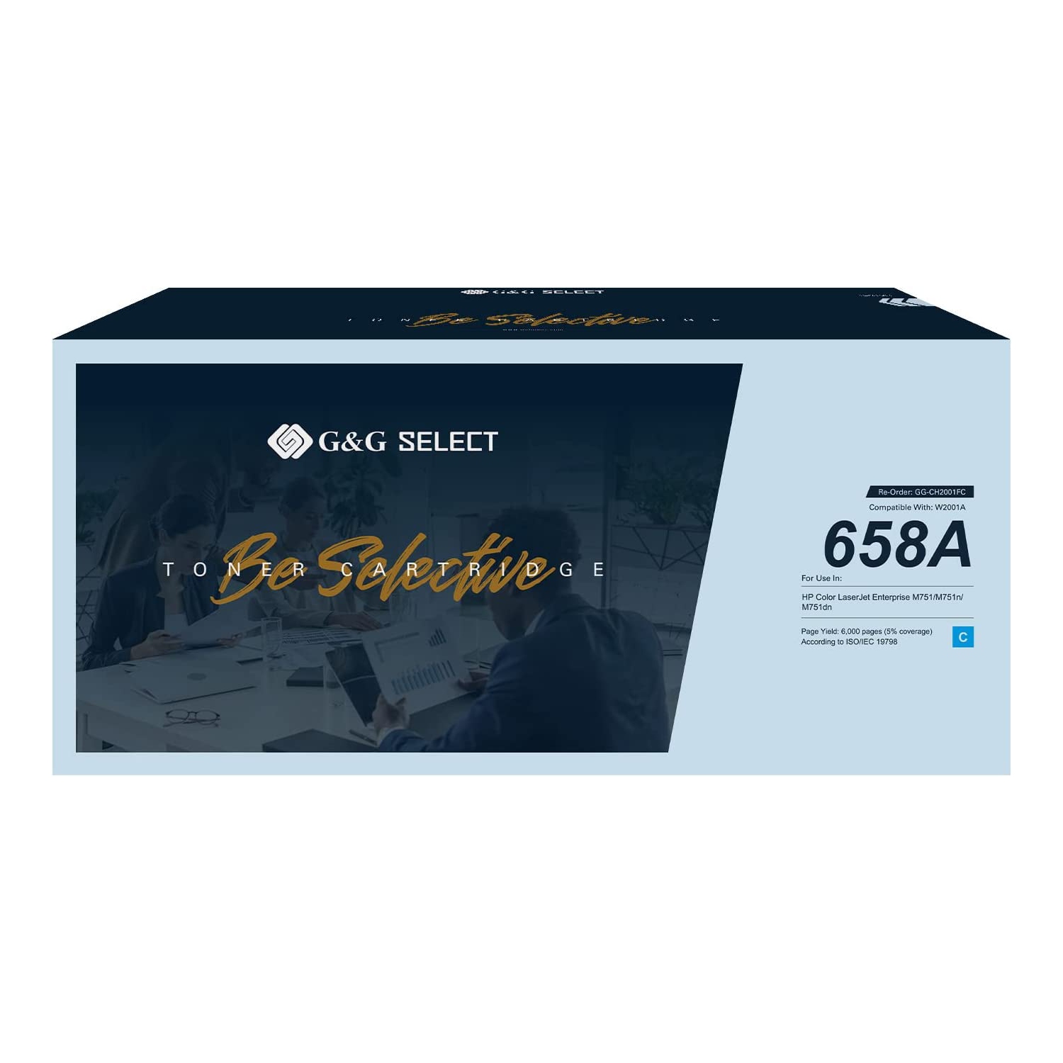 Cartouche de toner de rechange réusinée G&G Select pour HP W2001A - rendement standard (cyan)