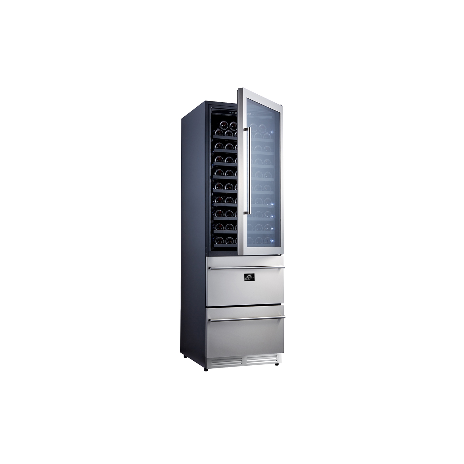 Forno Azienda Dual Temperature Zone 24-inch Wine Cooler 108 Bottles with two refrigerated drawers