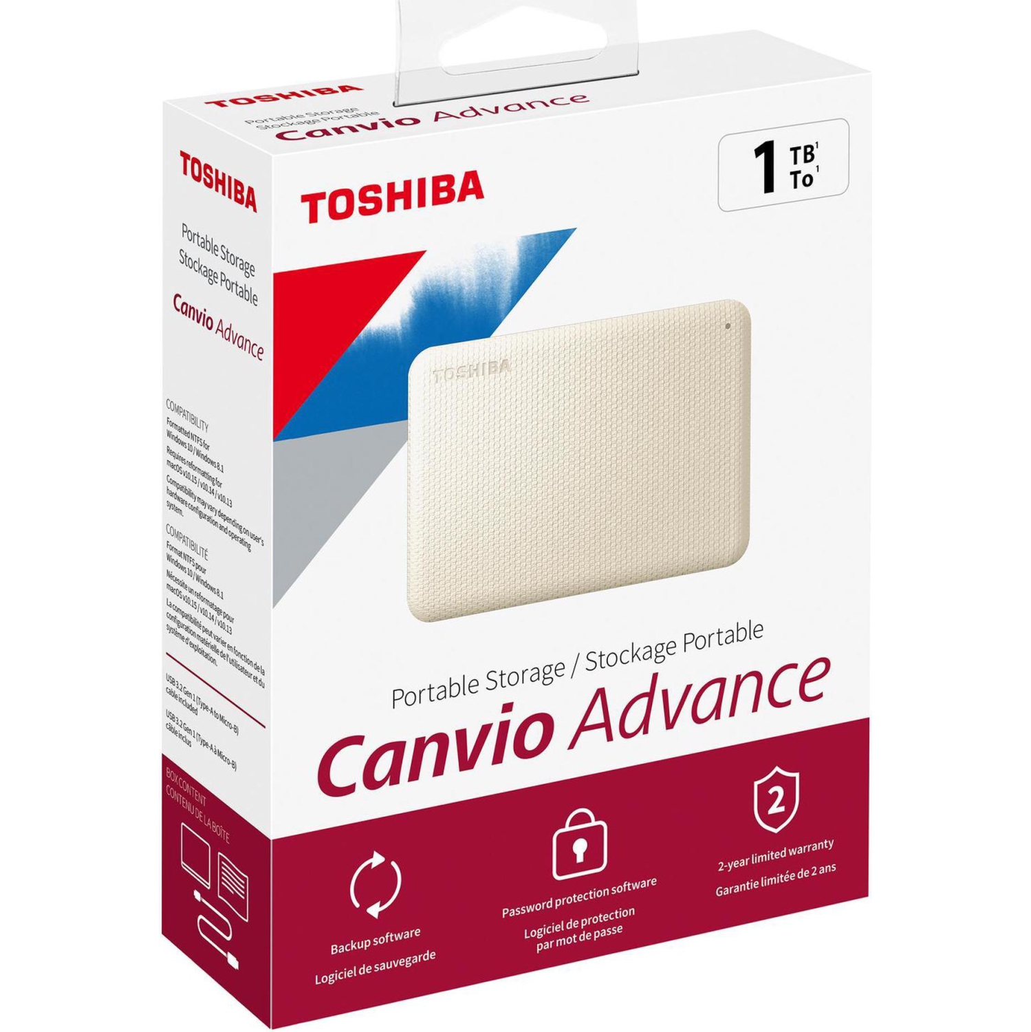 Toshiba Canvio Advance 1TB USB 3.0 External Hard Drive White