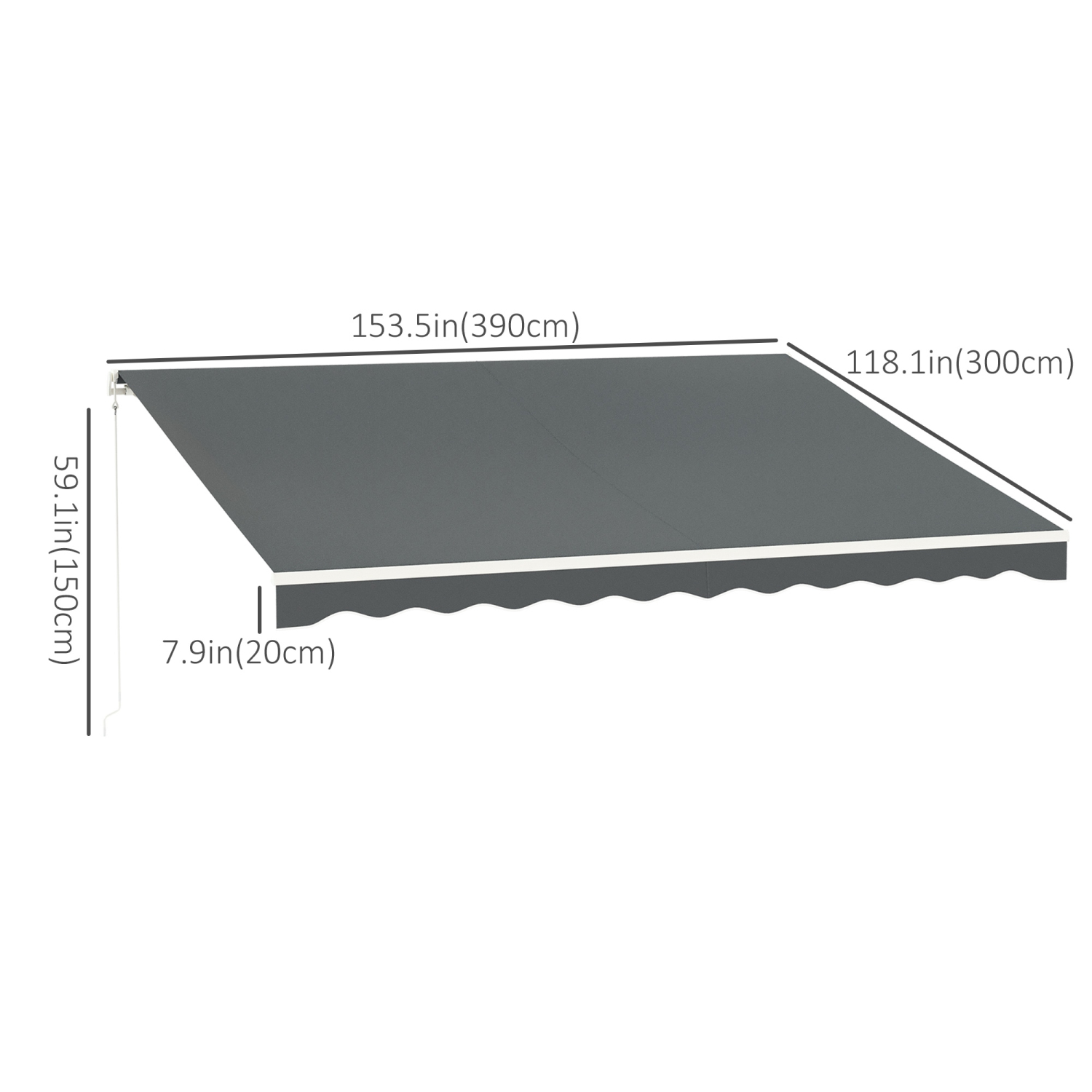Auvent électrique Outsunny, 13 x 10 pi, abri pare-soleil rétractable avec télécommande, manivelle manuelle et cadre en aluminium, pour terrasse,