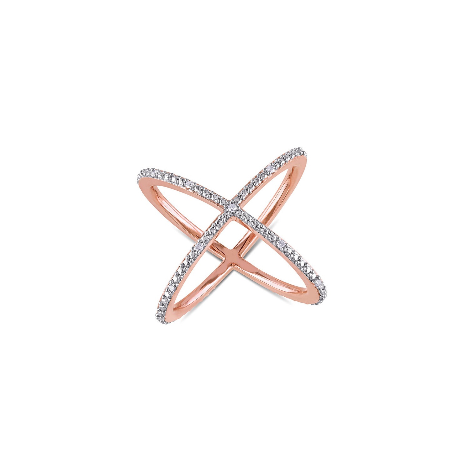 1/10 CARAT Bague Criss-Crisse de diamant en argent sterling rose plaqué