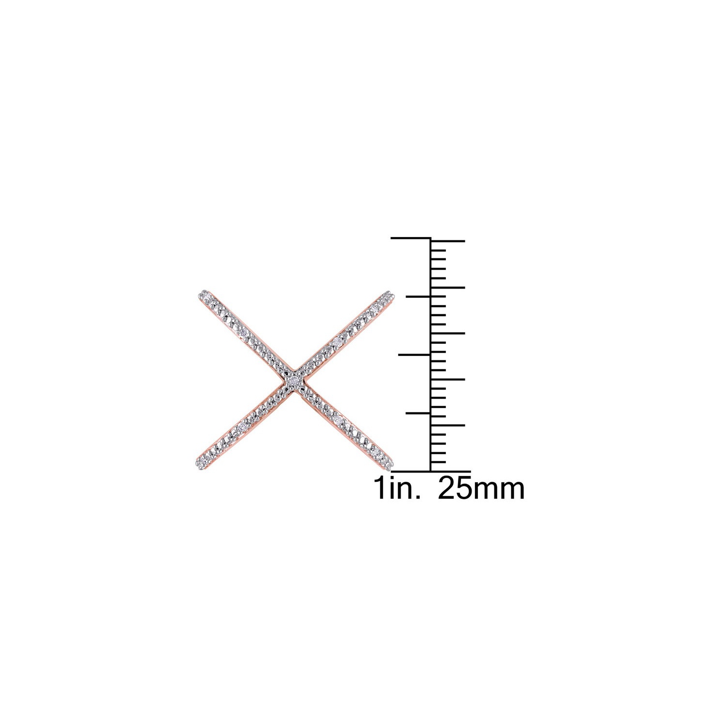 1/10 Carat Diamond Criss-Cross Ring in Pink Plated Sterling Silver