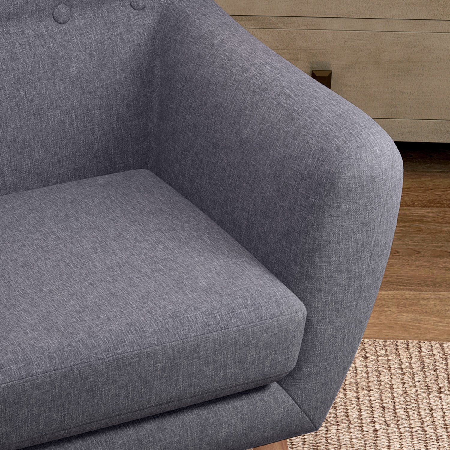 HOMCOM Mid-Century Modern Accent Chair, Linen Upholstery Armchair, Tufted Club Chair with Wood Frame and Thick Padding for Living Room, Bedroom,