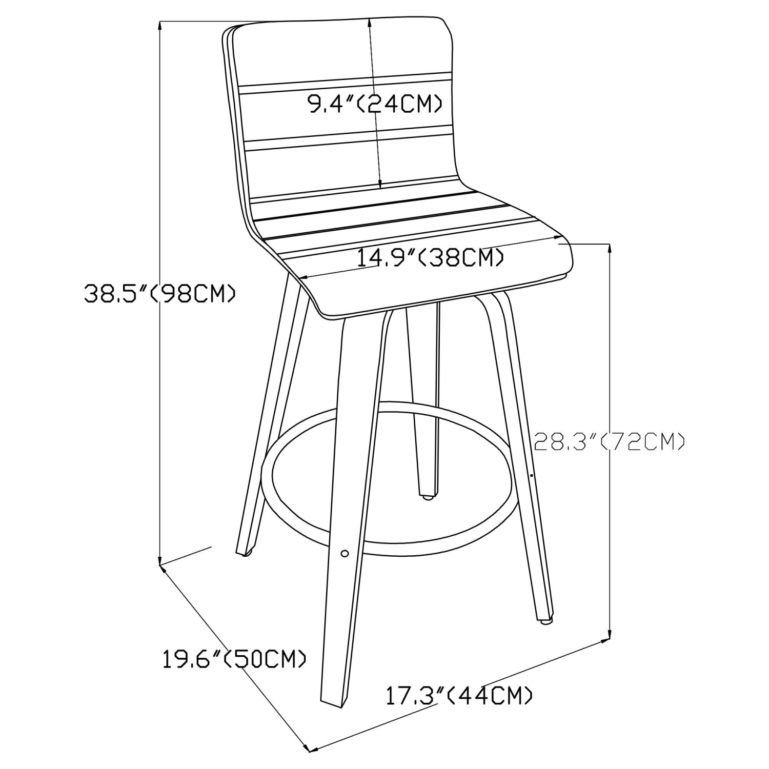 2-Pack Vintage 28" Barstools Wood 360° Swivel Counter Stools with Back and Foot Ring, Bar Stools for Kitchen Home Bar Supports up to 396 lbs