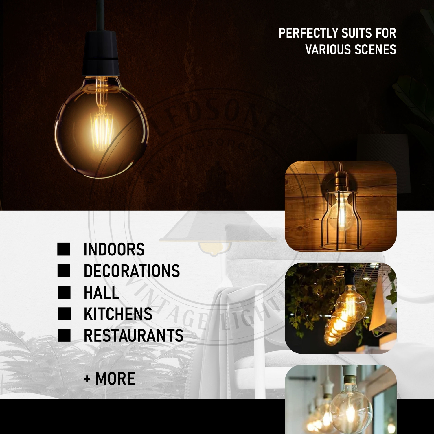 G30 E26 LED Edison Bulb 8W Dimmable LED Filament Vintage Light Bulb