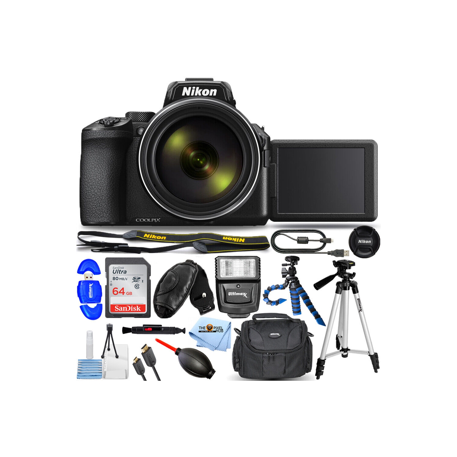 Nikon COOLPIX P950 Digital Camera 26532 + 64GB + Flash + Tripod Bundle