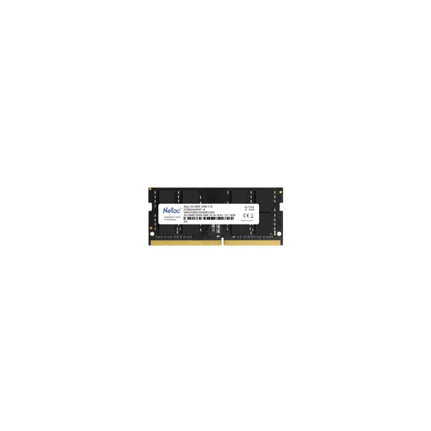 New Netac 16GB DDR4 Ram 2666MHz Laptop Memory Ram PC4-2666 1.2V CL19 260-Pin SO-DIMM