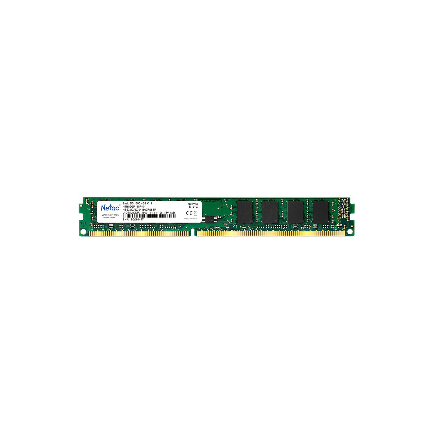 New Netac 4GB DDR3 Ram 1600MHz PC Memory Ram PC3-12800 1.5V CL11 204-Pin
