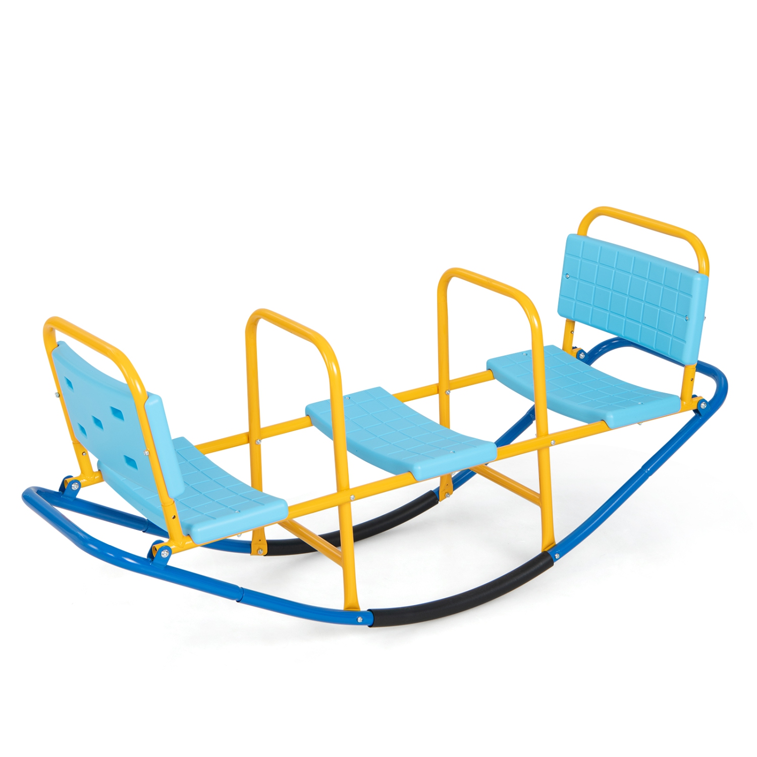 Gymax Kids Teeter Totter Outdoor Teeter Totter Gift for Children Boys Girl Blue