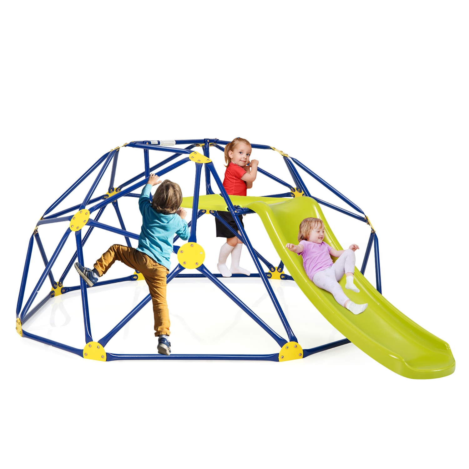 Gymax 8FT Climbing Dome w/ Slide Outdoor Kids Jungle Gym