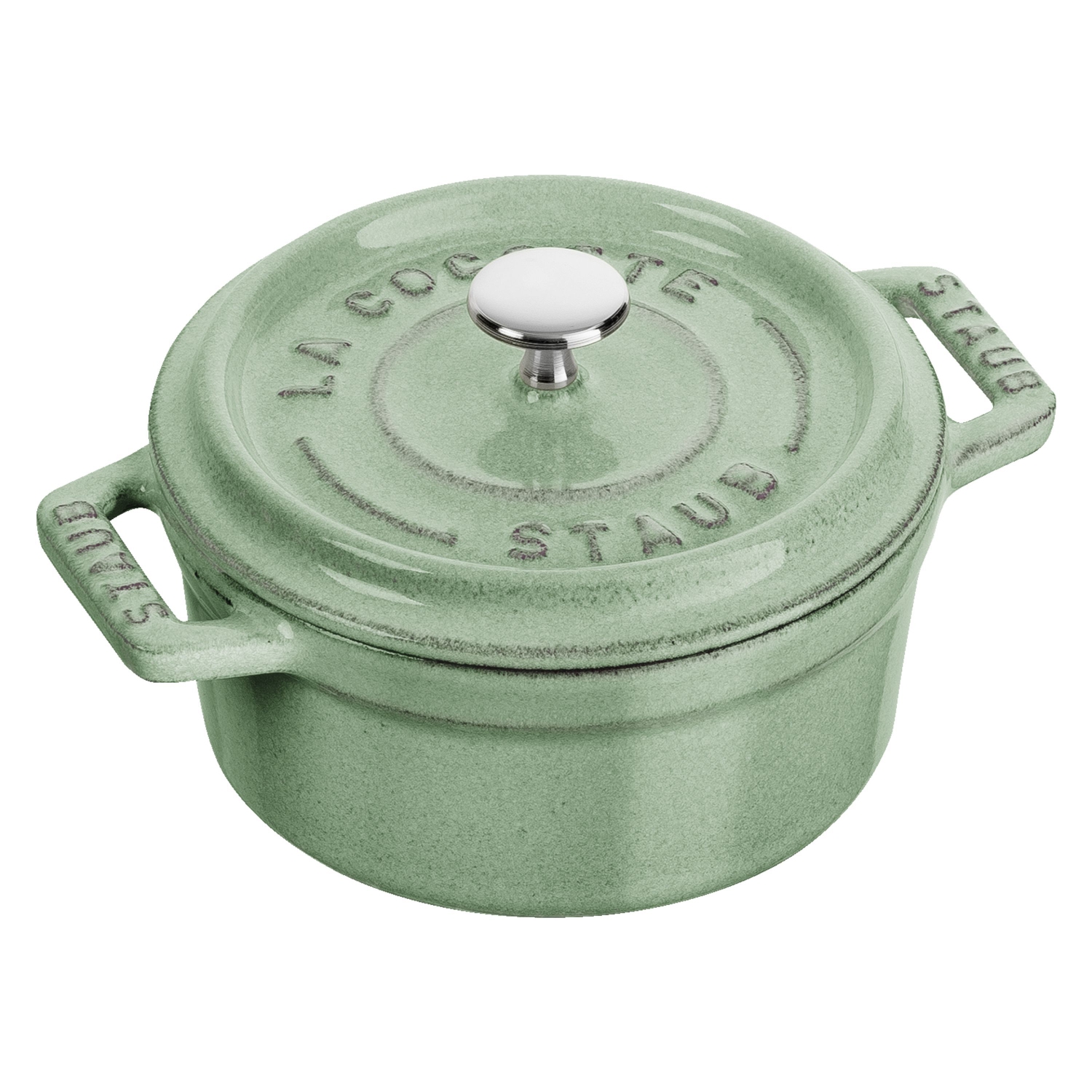 STAUB La Cocotte 250 mL Cast Iron Round Mini Cocotte, Sage
