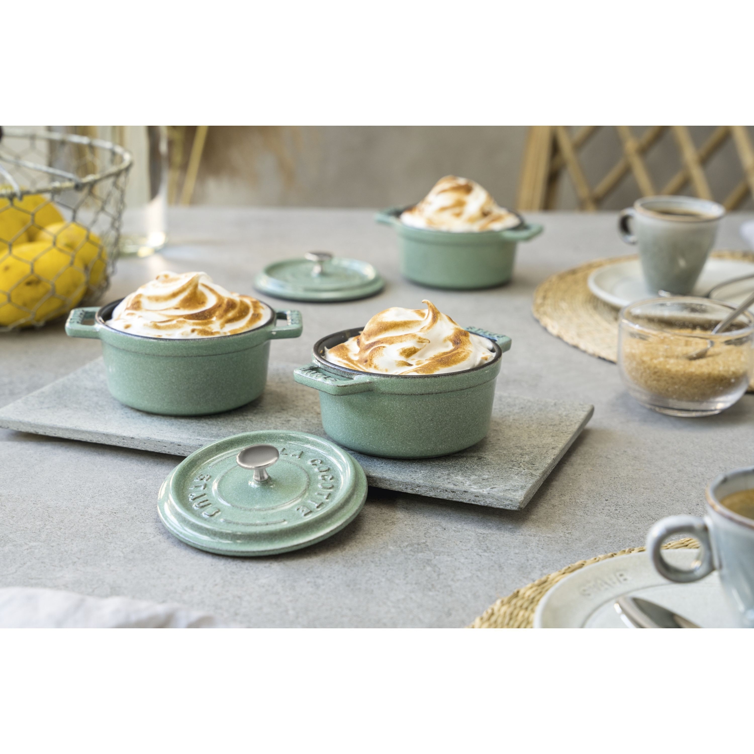 STAUB La Cocotte 250 mL Cast Iron Round Mini Cocotte, Sage