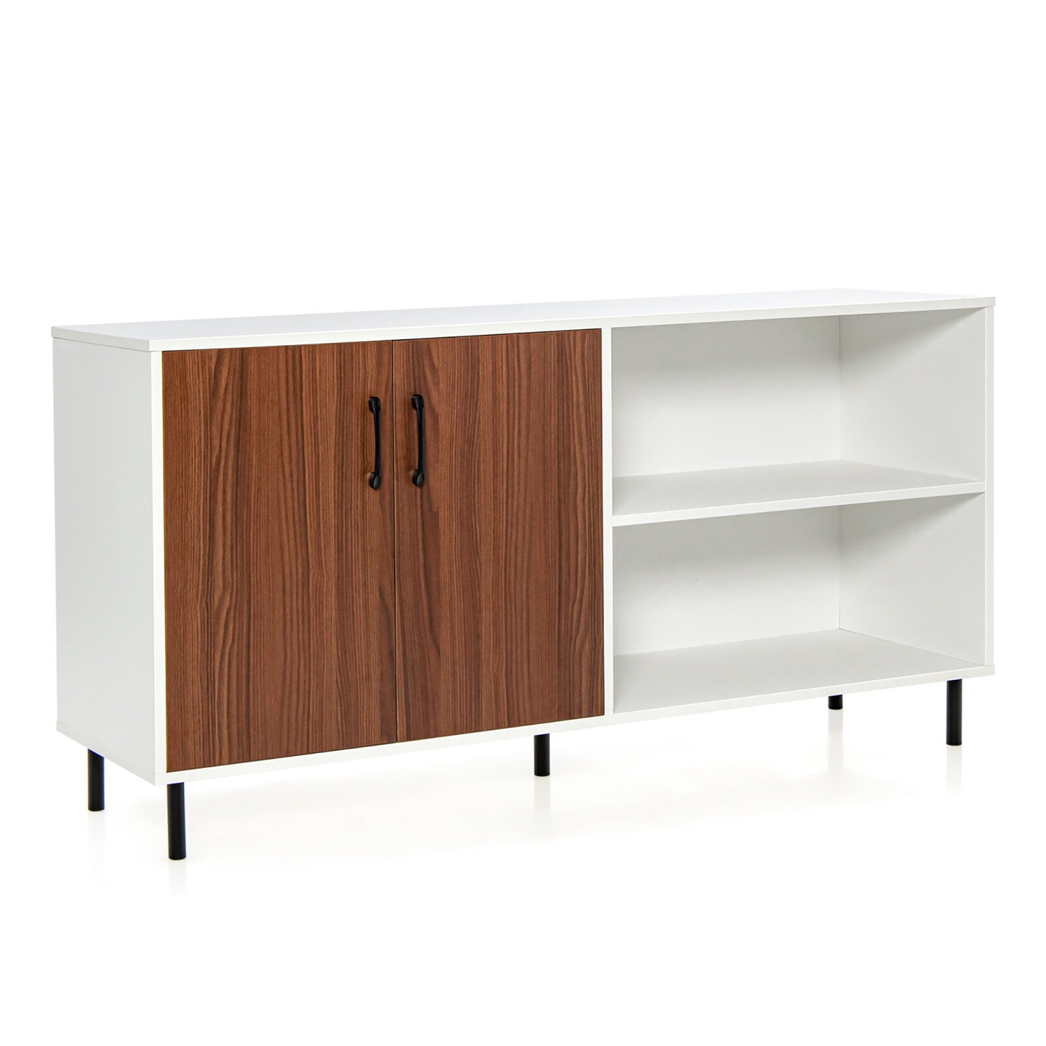 Gymax Modern Buffet Sideboard Kitchen Storage Cabinet w/ 2 Doors & Open Compartments