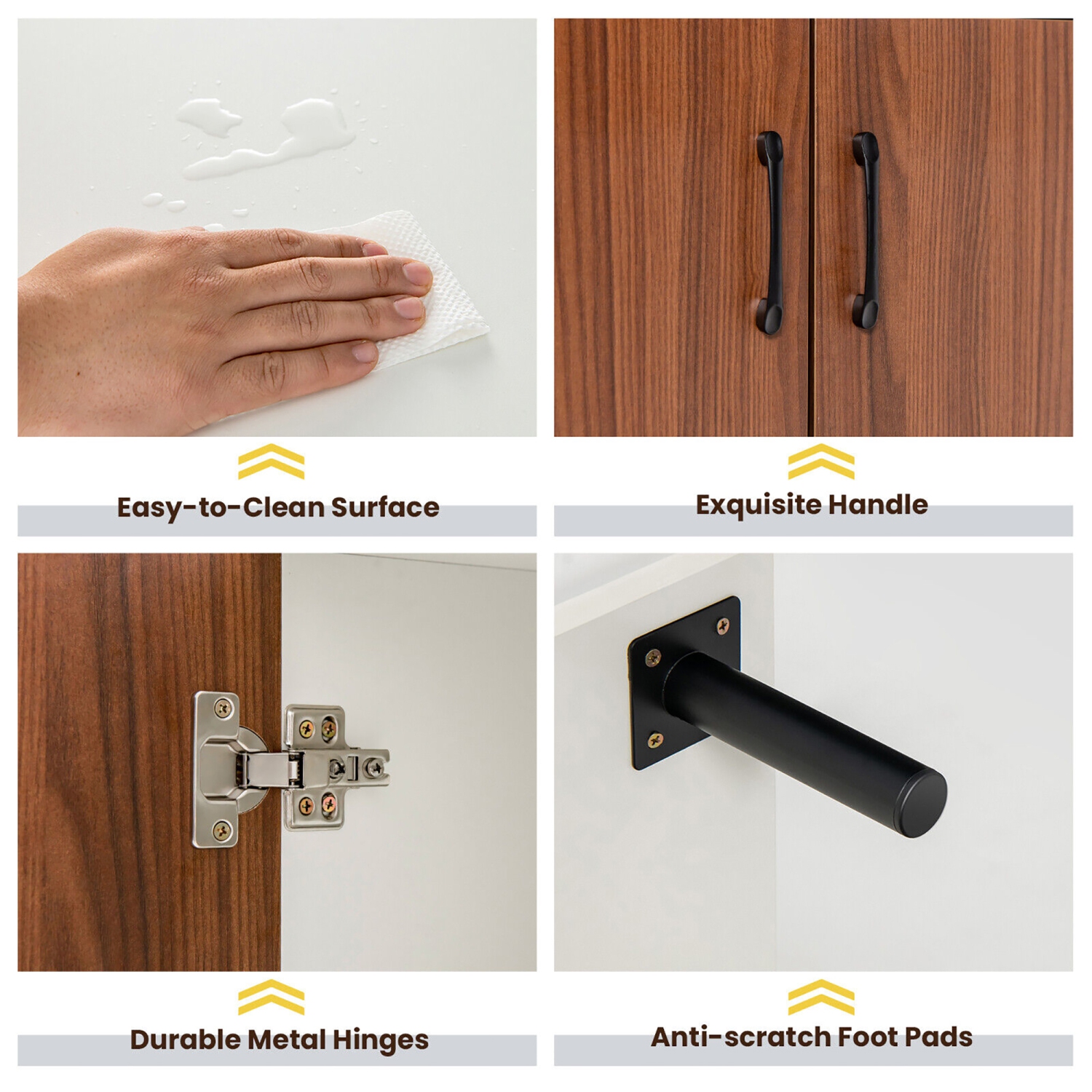 Gymax Modern Buffet Sideboard Kitchen Storage Cabinet w/ 2 Doors & Open Compartments