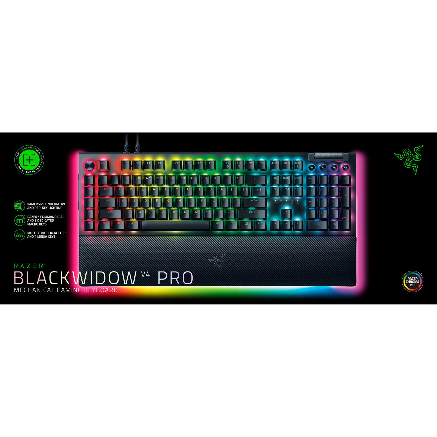 Clavier de jeu mécanique rétroéclairé pleine grandeur BlackWidow V4 Pro de Razer