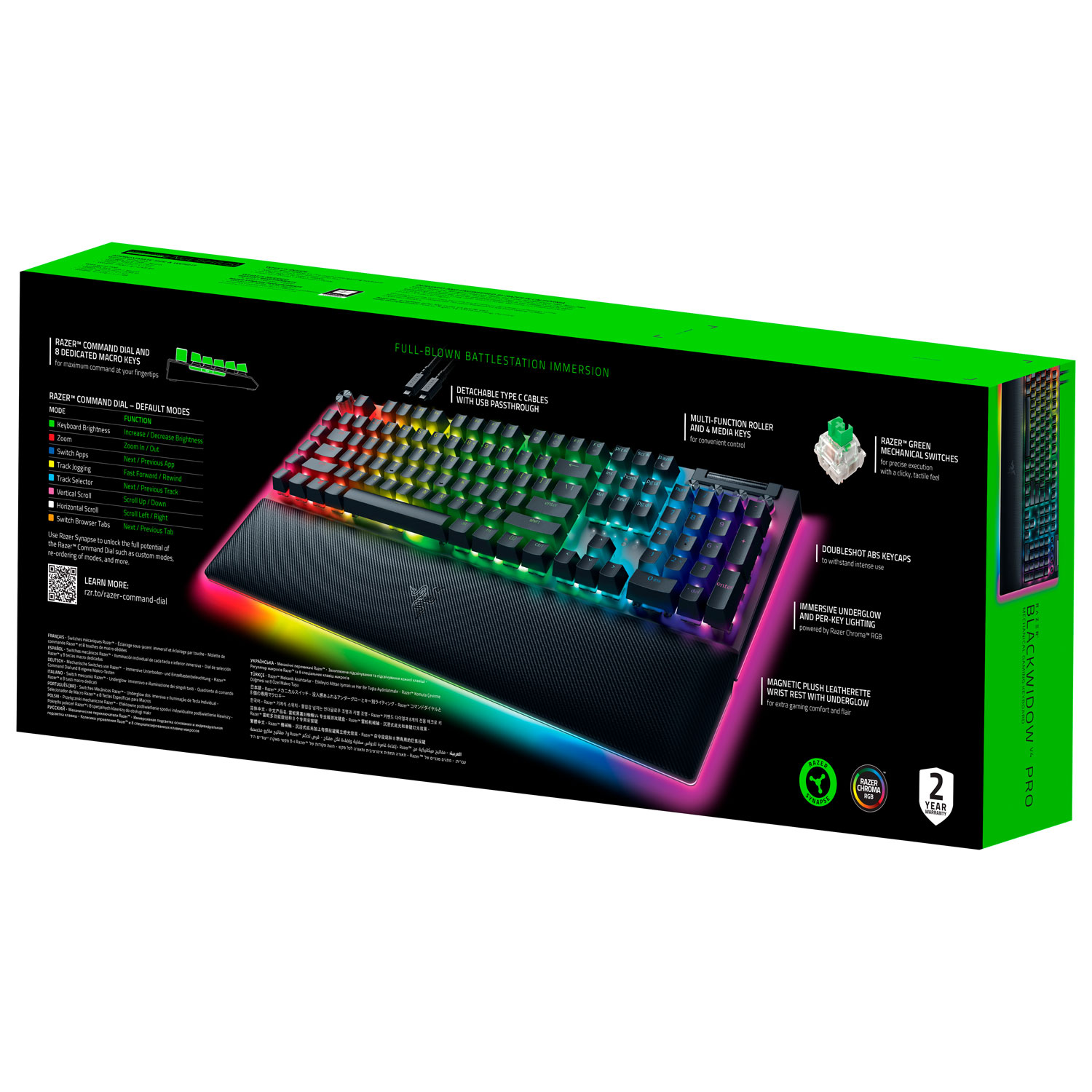 Clavier de jeu mécanique rétroéclairé pleine grandeur BlackWidow V4 Pro de Razer
