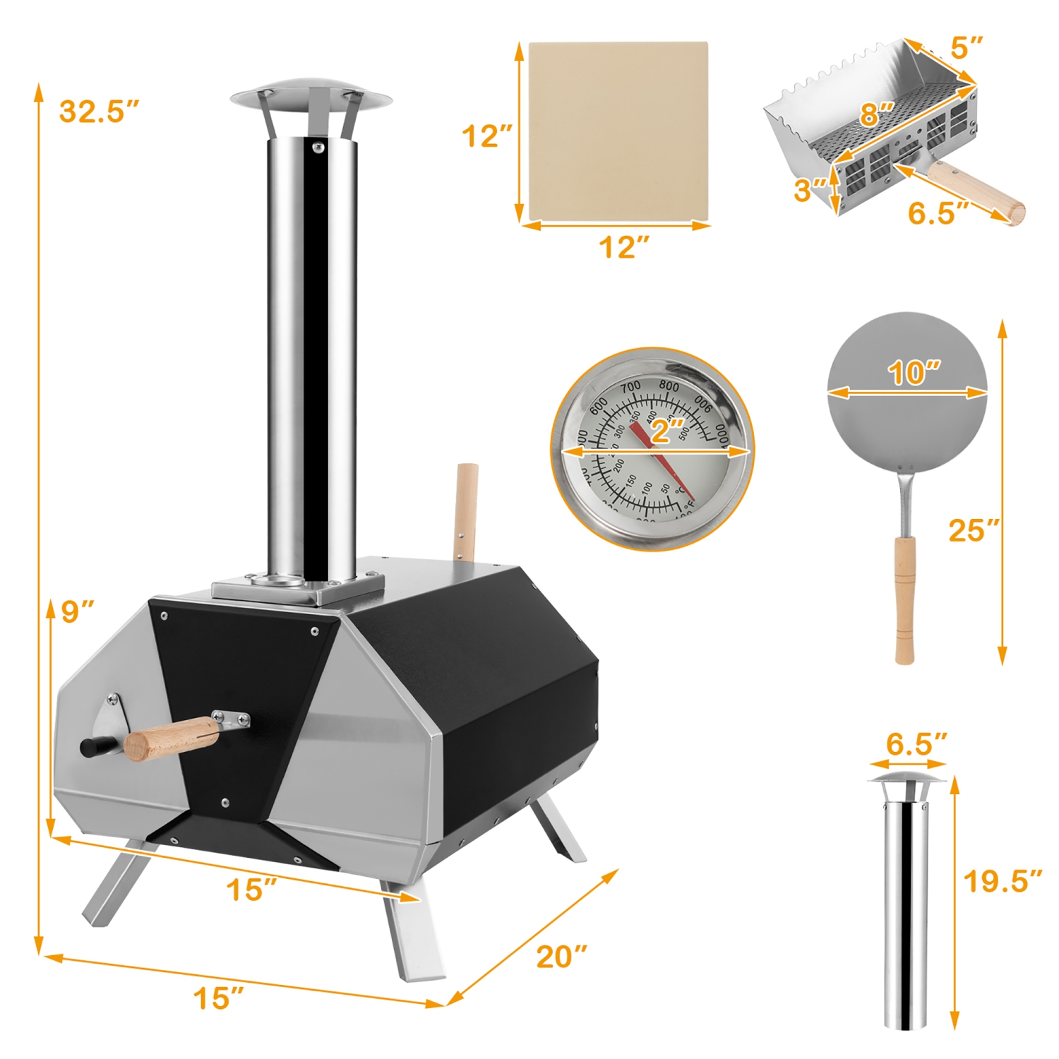 Costway Outdoor Pizza Oven Machine 12" Pizza Grill Maker&nbsp;Portable&nbsp;with Foldable legs