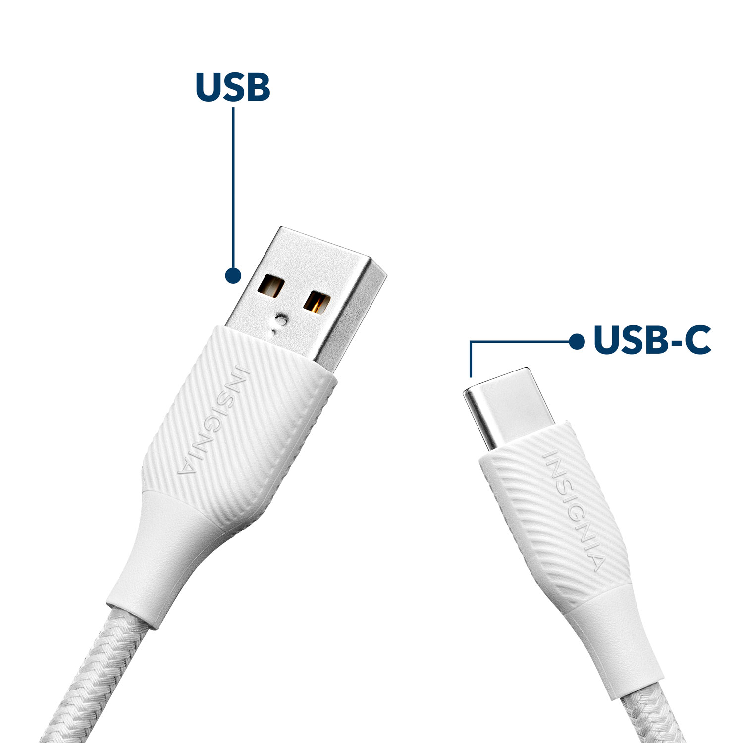 Câble tissé USB-C à USB-A de 1,8 m d'Insignia (NS-MCAW621C-C) - Blanc - Exclusivité de Best Buy