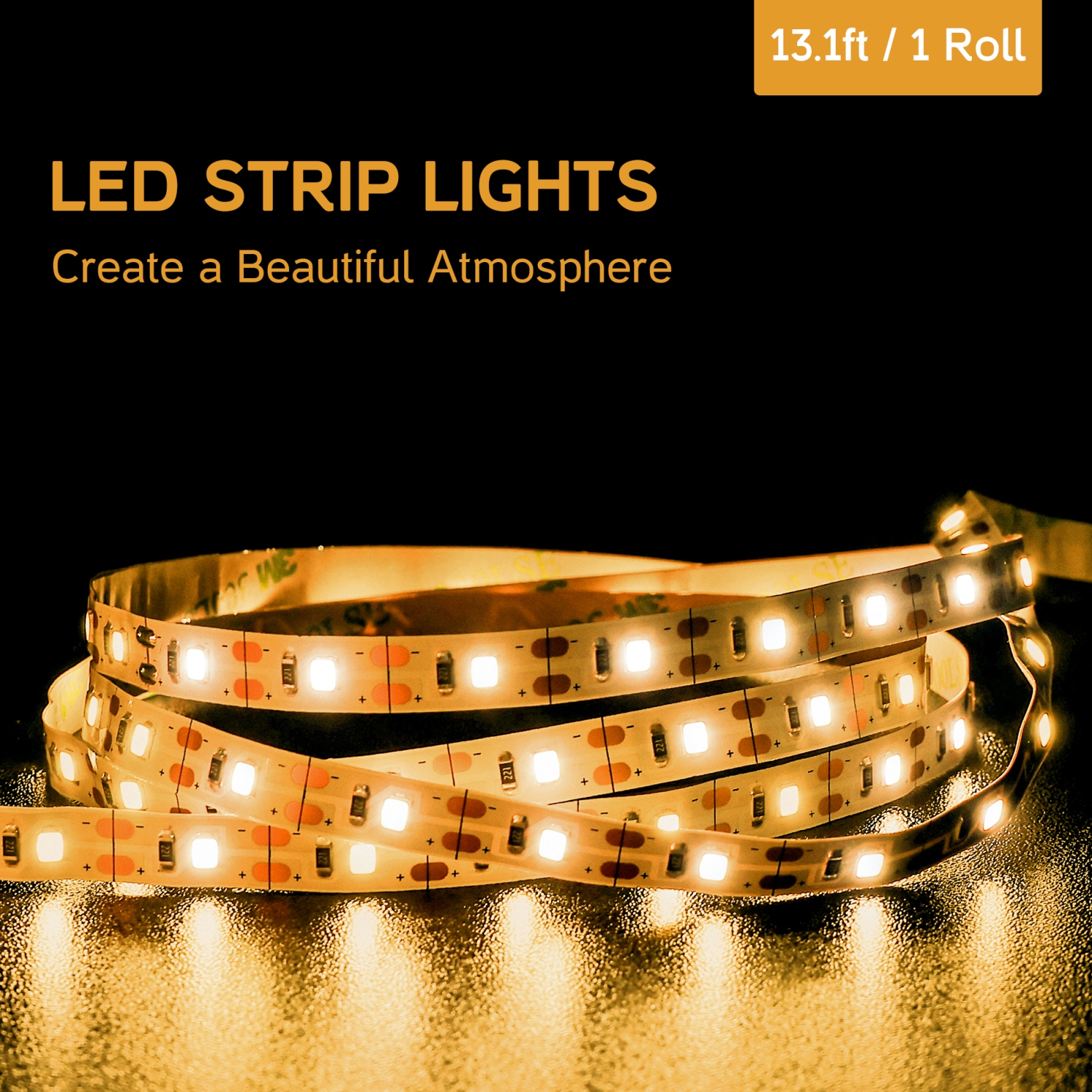 Meuble champêtre DEL gris de WAMPAT pour téléviseur avec bande lumineuse jaune USB pour écran plat de 55/65 po, console multimédia en bois avec