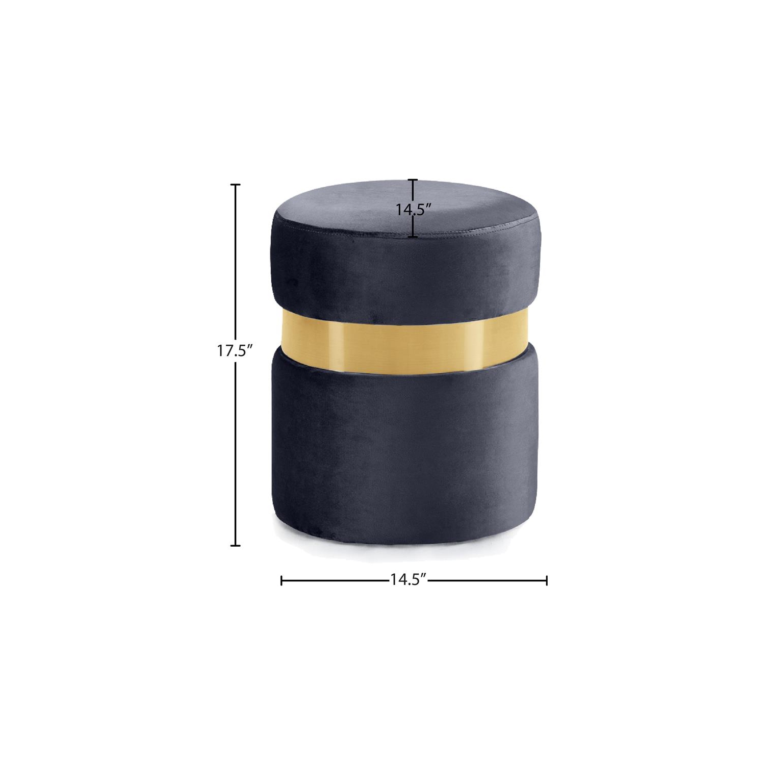 Meridian Furniture Hailey Contemporary Velvet Ottoman/Stool in Gray