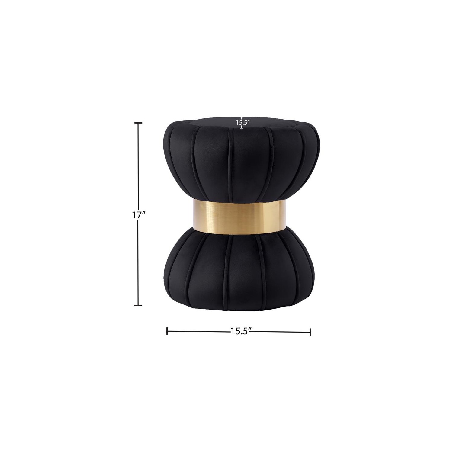 Meridian Furniture Vino Contemporary Velvet Ottoman/Stool in Black