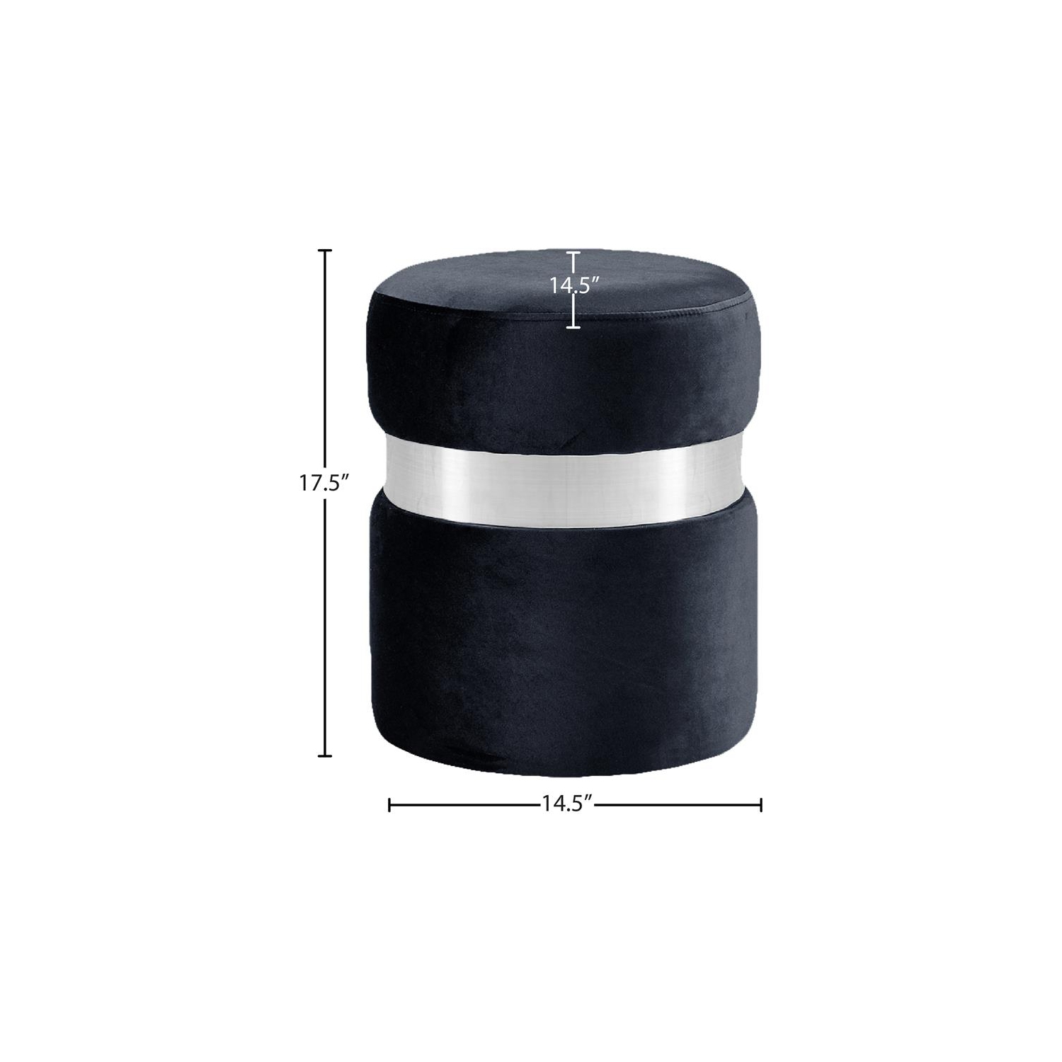 Meridian Furniture Hailey Contemporary Velvet Ottoman/Stool in Black