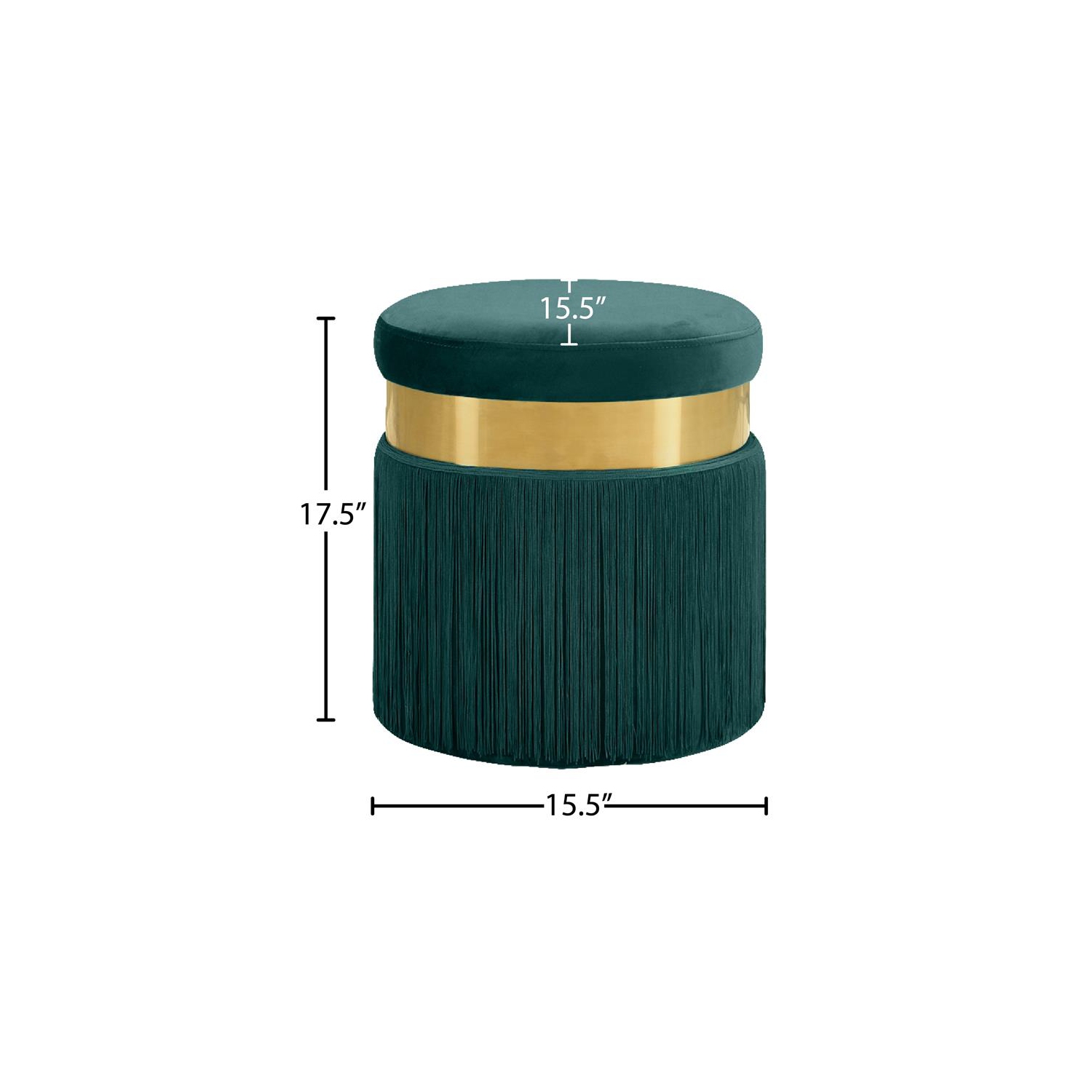 Meridian Furniture Yasmine Contemporary Velvet Ottoman/Stool in Green