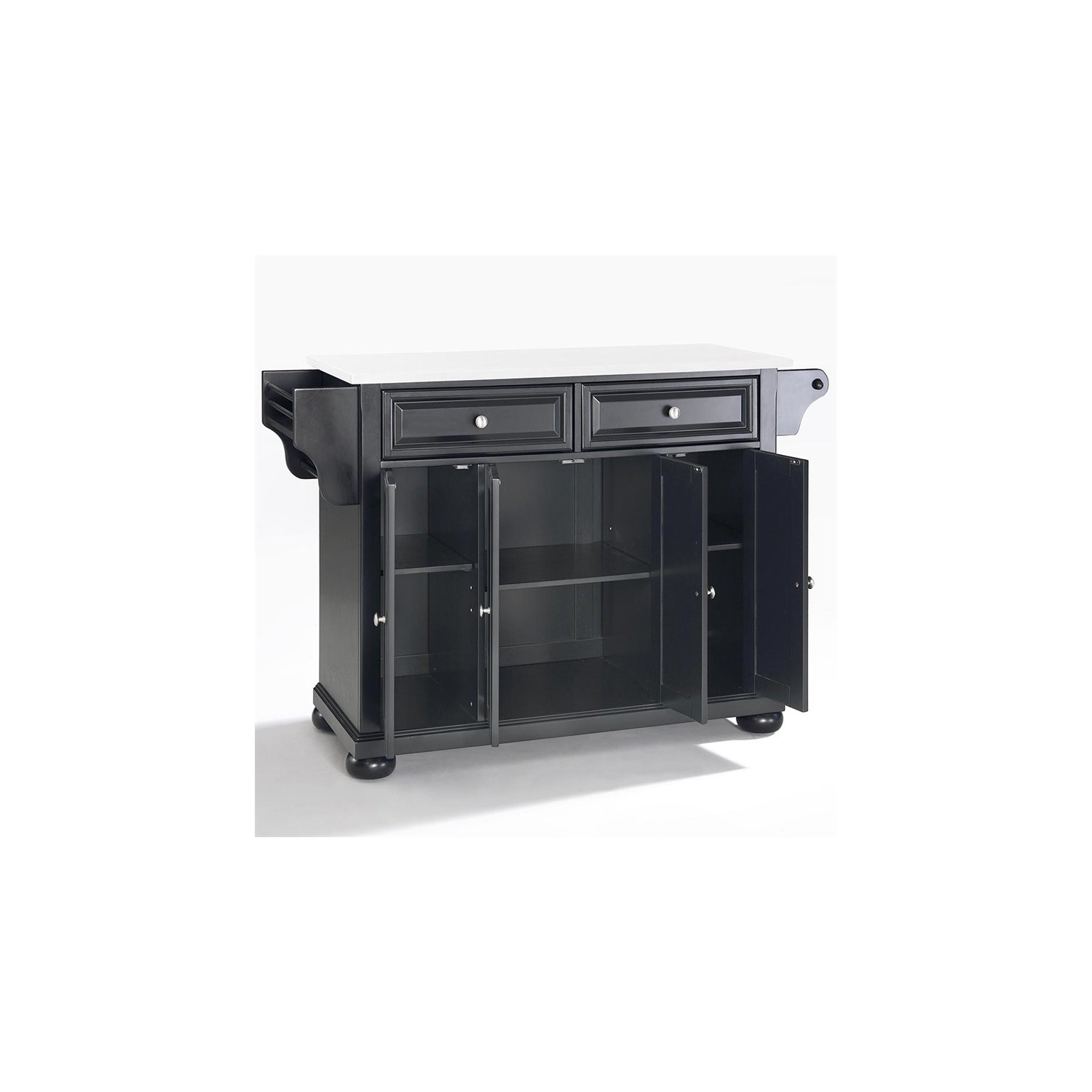 Crosley Alexandria White Granite Top Kitchen Island in Black