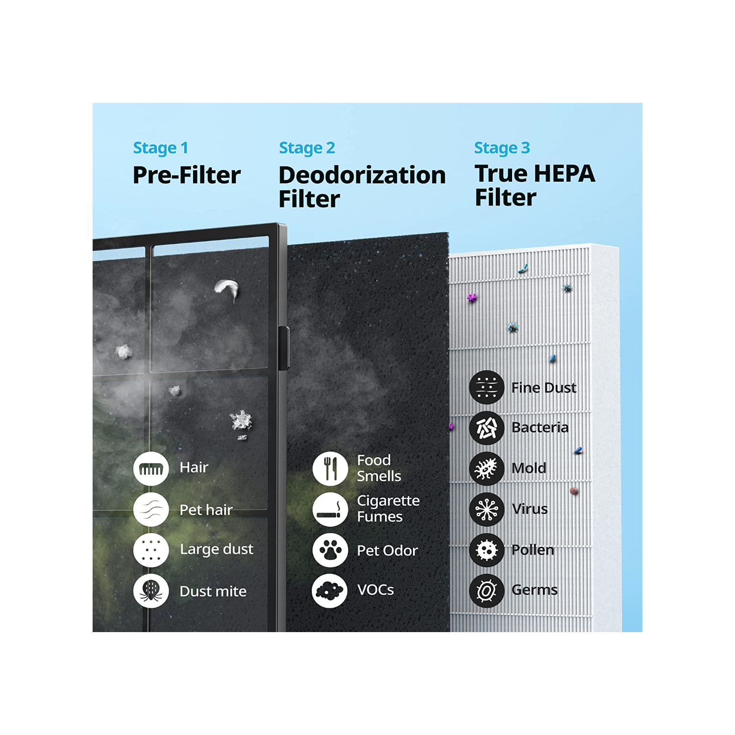 Coway Airmega True HEPA purificateur avec surveillance de la qualité de l'air, automatique, minuterie, indicateur de filtre et mode Eco, 16,8 x 18,3