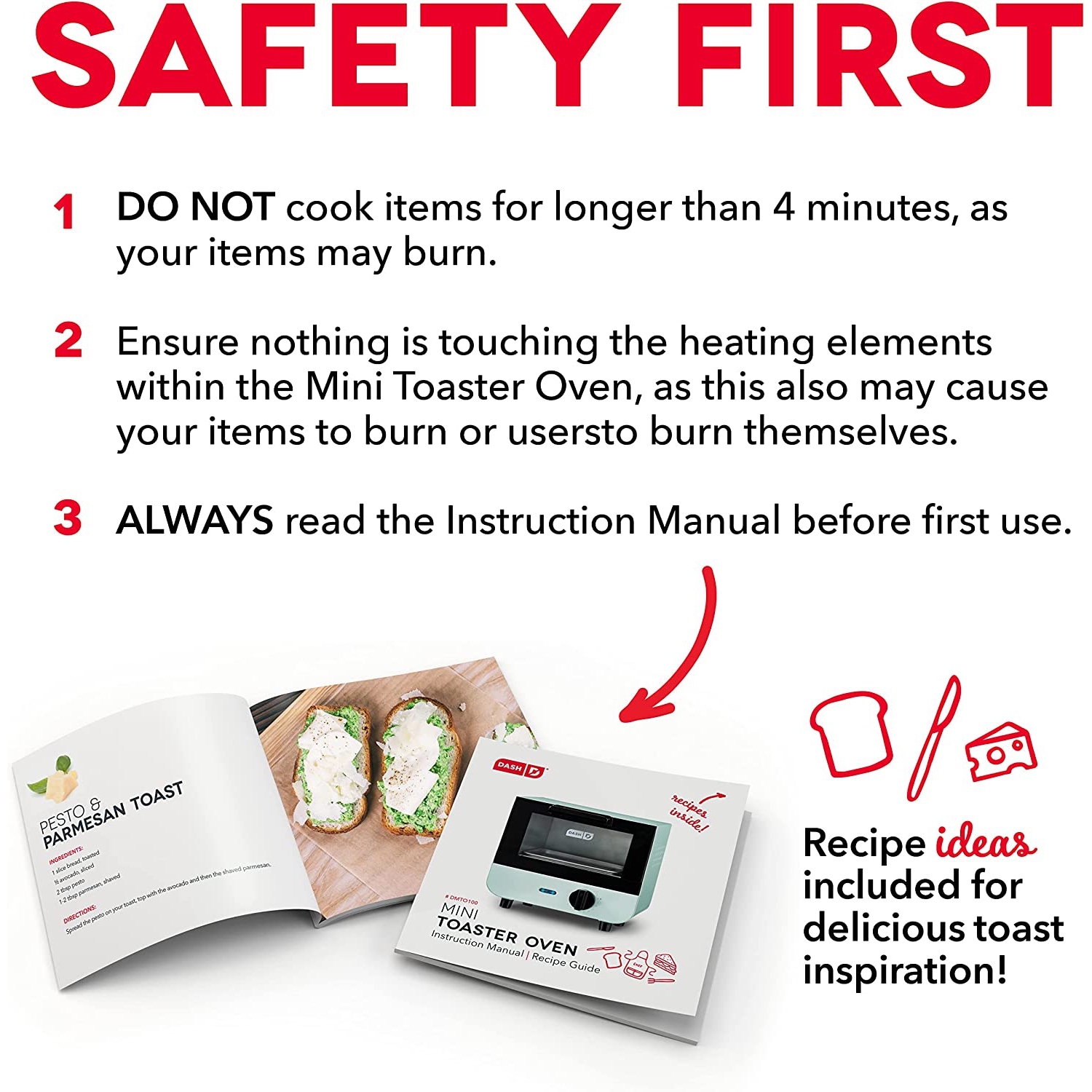 Mini four grille-pain DASH pour pain, bagels, biscuits, pizza, paninis et plus encore avec plateau de cuisson, grille, fonction d'arrêt automatique -