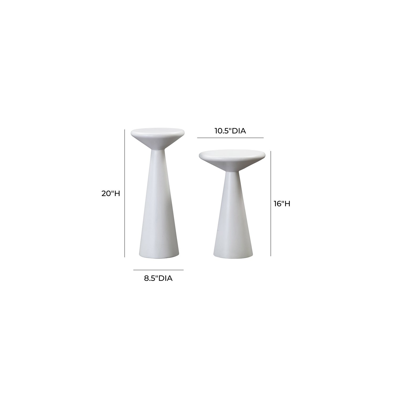 TOV Furniture Gianna 20"H Transitional Stone Accent Tables in White