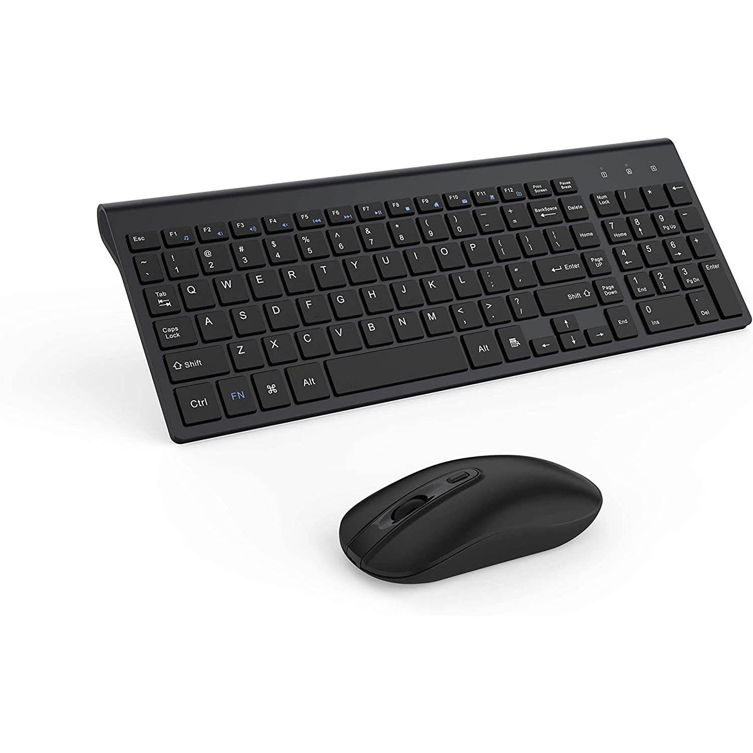 Wireless Keyboard Mouse Combo, Compact Full Size Wireless Keyboard and Mouse Set 2.4G Ultra-Thin Sleek Design for Windows, Computer, Desktop, PC,