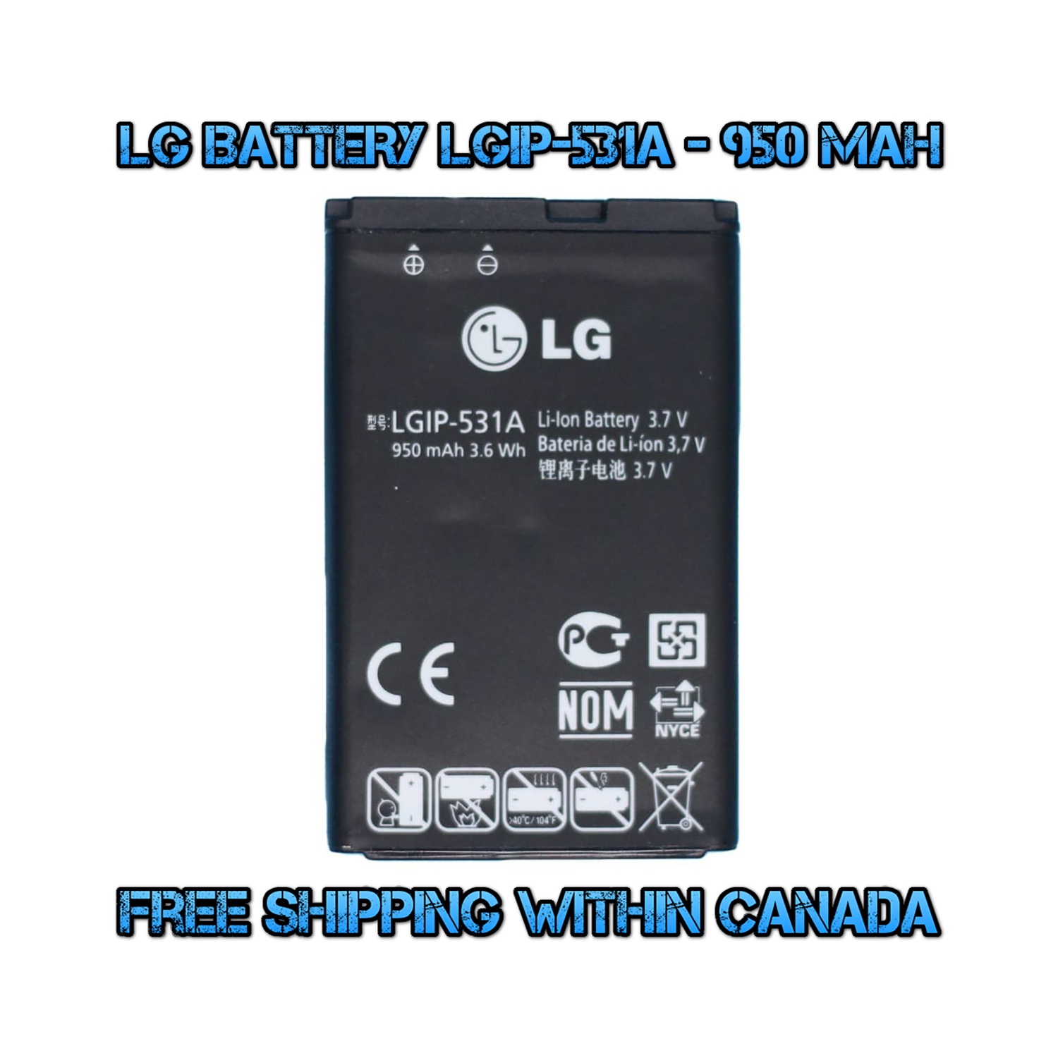 Original LG LGIP-531A 950 mAh Battery for KU250 KG280 KV230 KV380 UN170 UN200