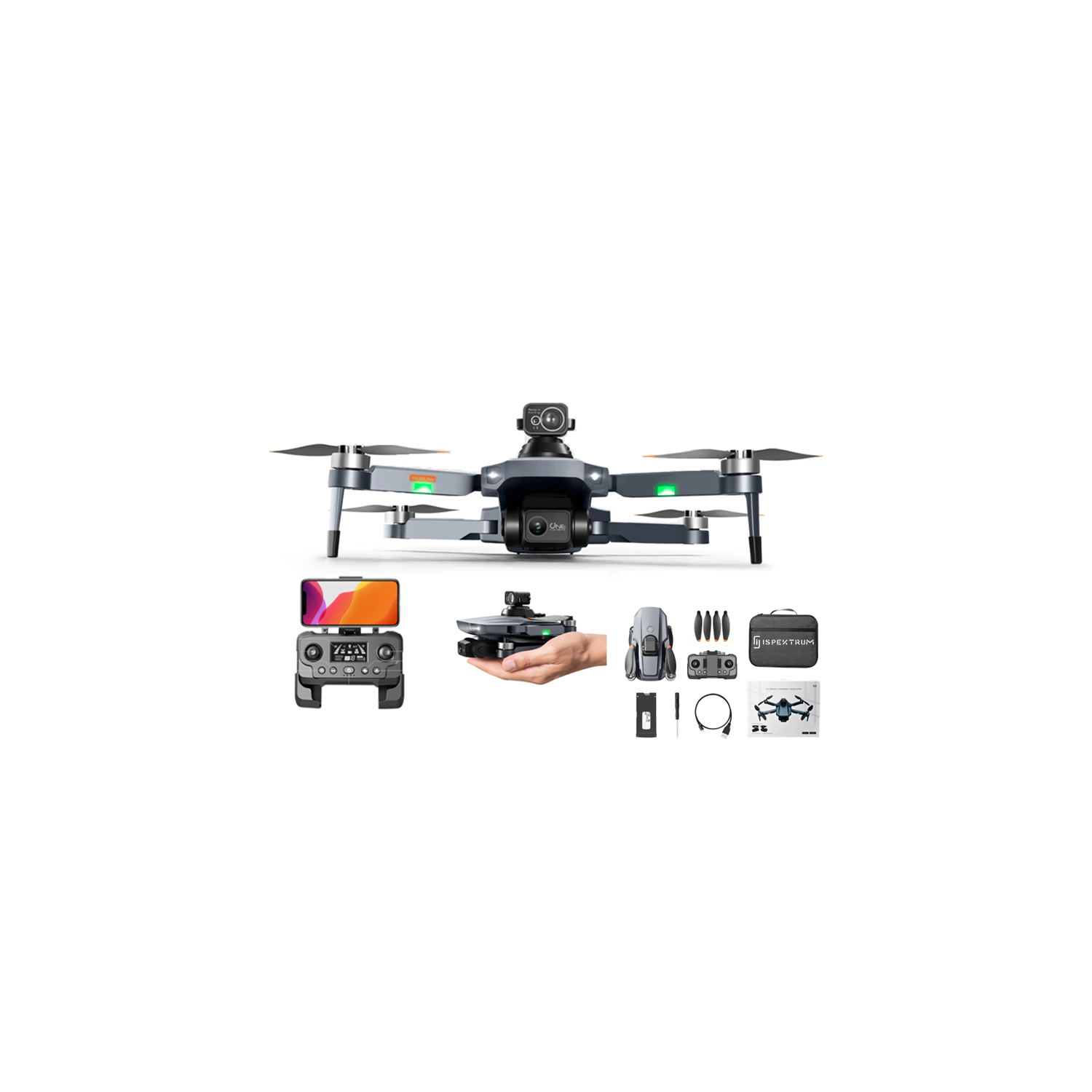 ISPEKTRUM RG101 Pro Drone 4K Dual Camera 2-Axis Gimbal 360 Obstacle Avoidance 30-Min Flight Time RC Quadcopter with Advanced Auto Return, 3km Video Transmission