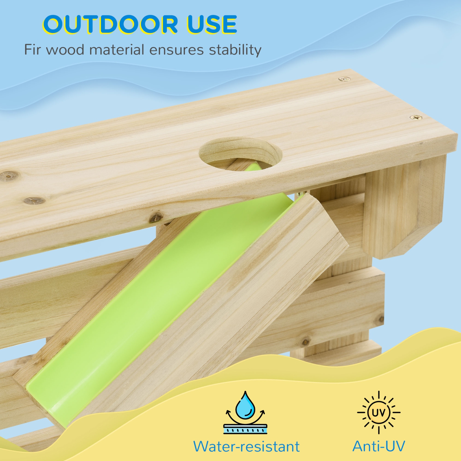 Outsunny Lot de 18 jeux d'eau courante et de sable pour enfants avec éviers, jouets sensoriels en bois avec accessoires colorés, cadeau pour garçons