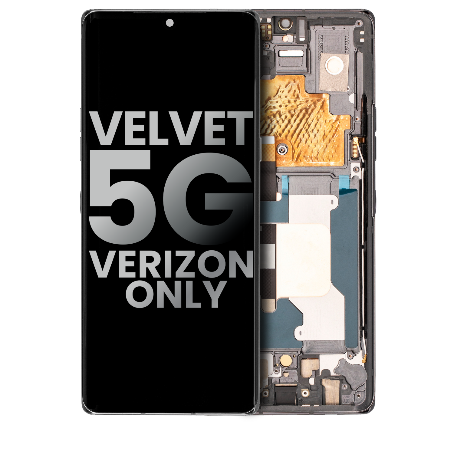 Replacement OLED Assembly With Frame Compatible For LG Velvet 5G (Verizon 5G UW Frame Only) (Used OEM Pull: Grade B/C) (Gray)
