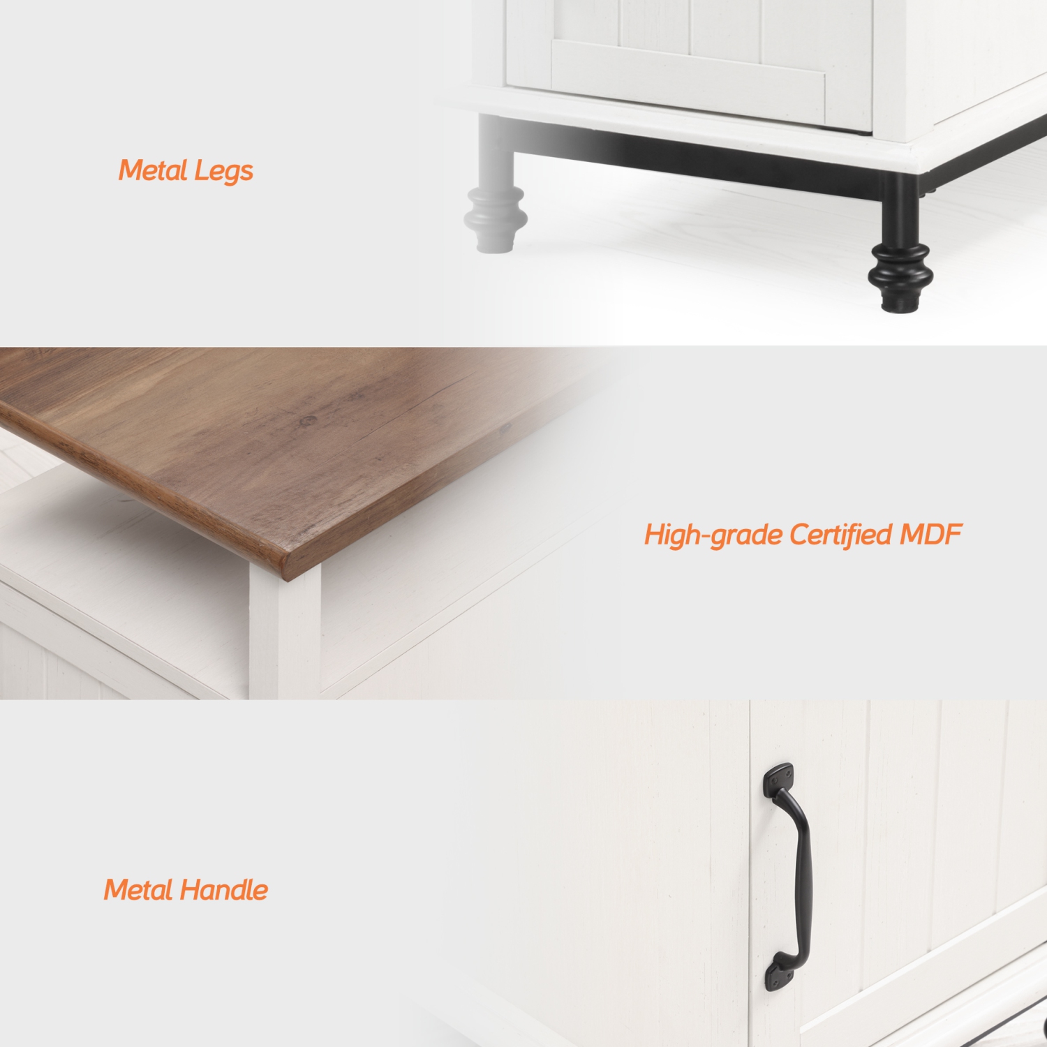 WAMPAT Farmhouse End Tables with Yellow Led Lights,Premium Wood Accent End Side Table with Open Storage for Living Room and Bedroom, Metal Feet, 24",