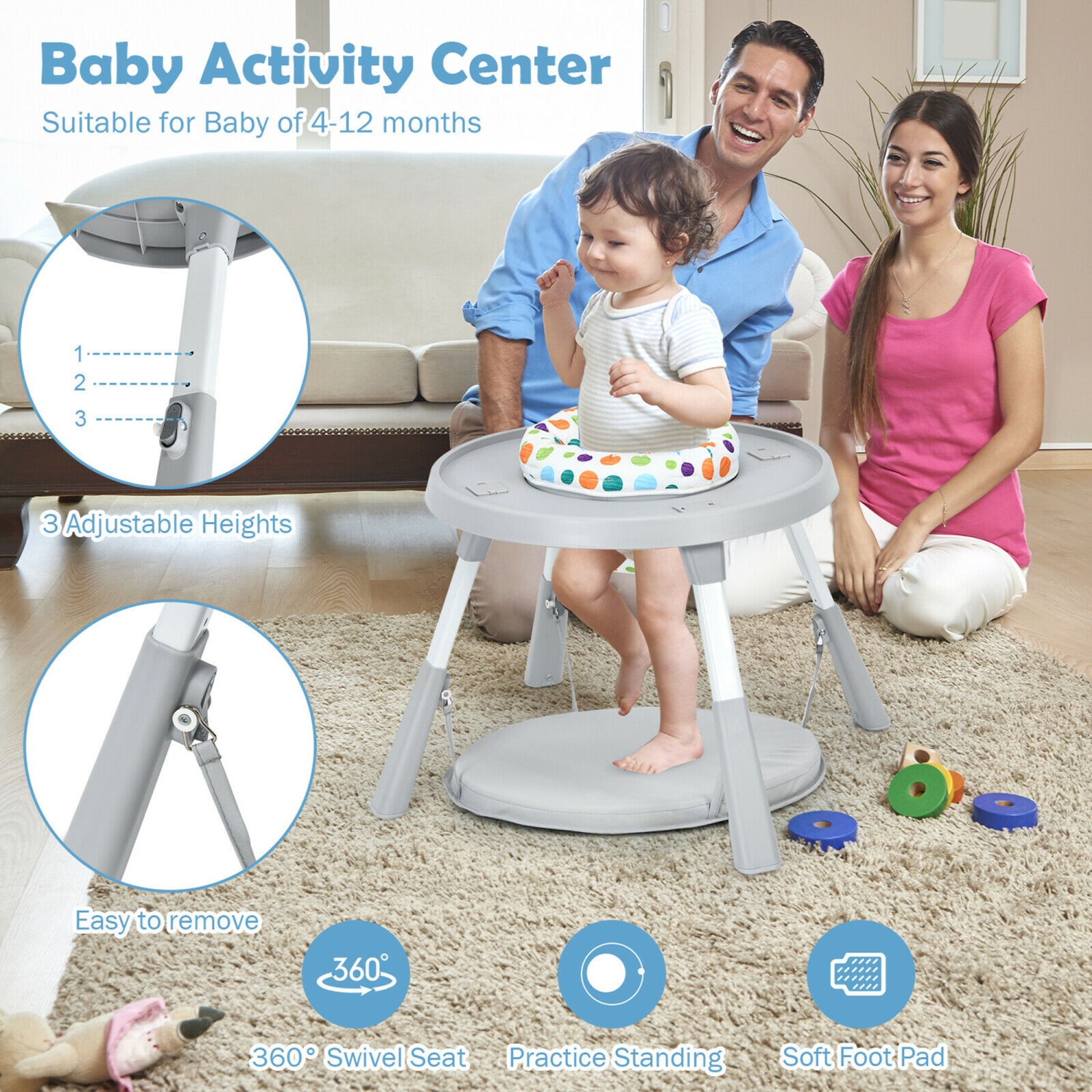 Gymax 6 in 1 Baby High Chair Infant Activity Center w/ Height Adjustment