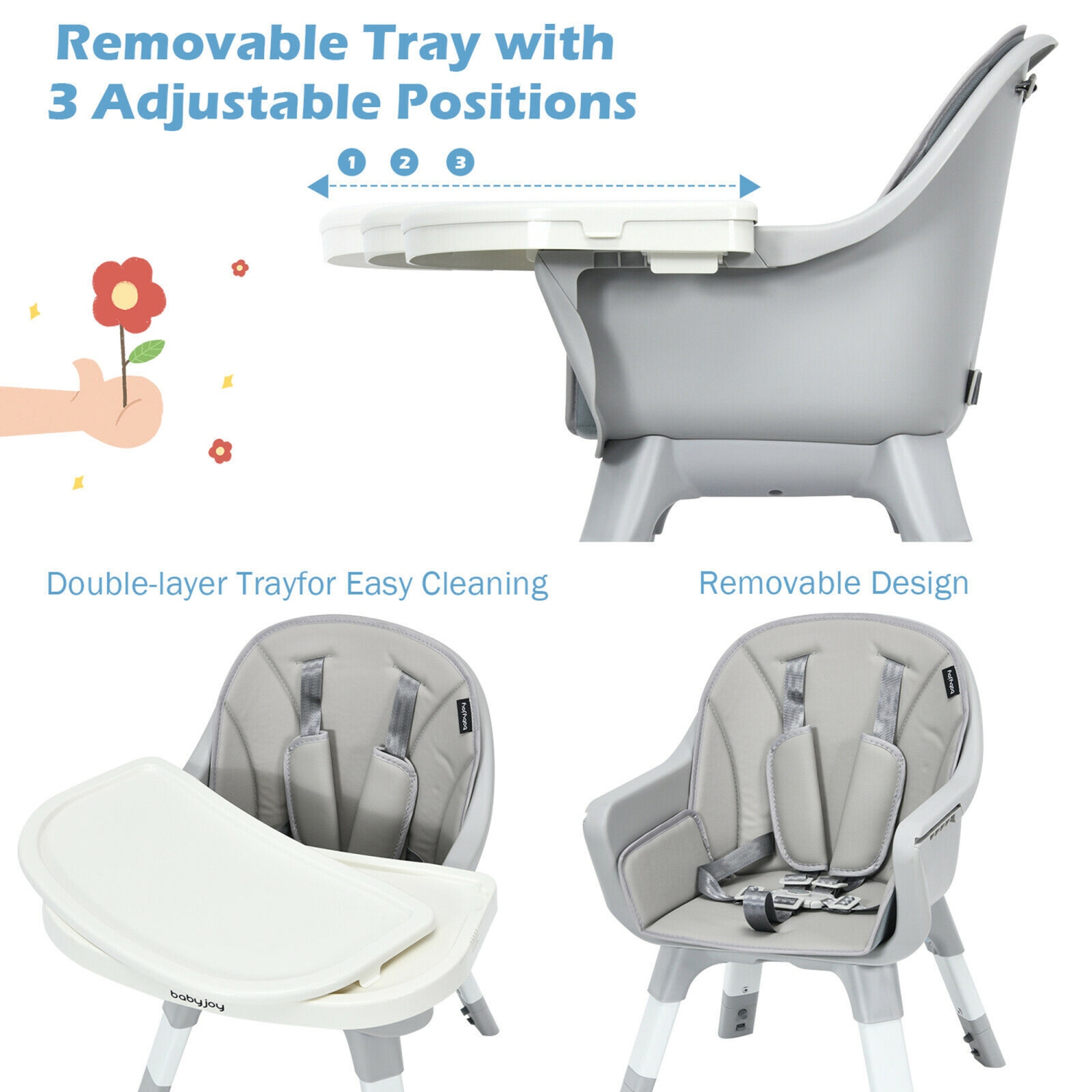 Gymax 6 in 1 Baby High Chair Infant Activity Center w/ Height Adjustment