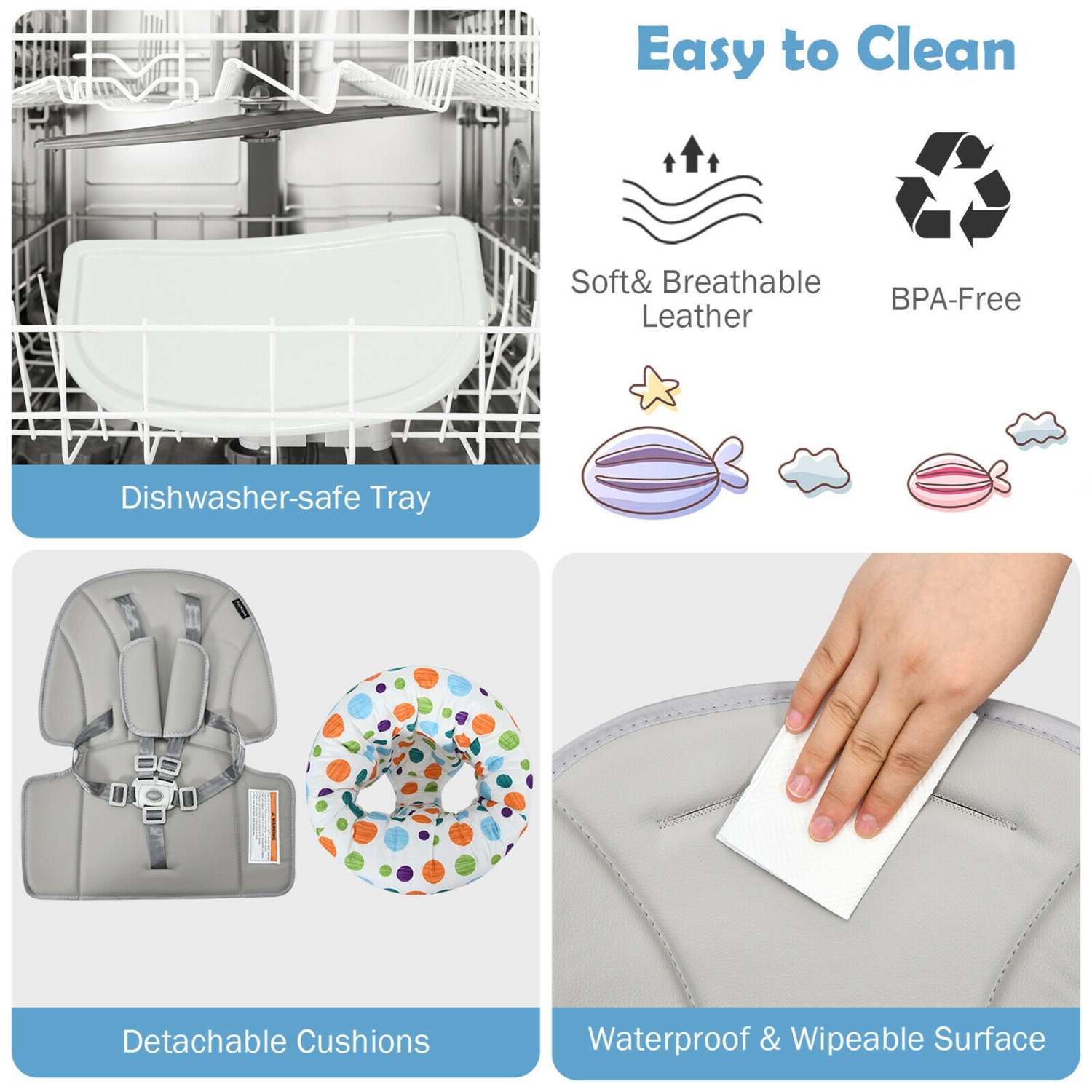 Gymax 6 in 1 Baby High Chair Infant Activity Center w/ Height Adjustment